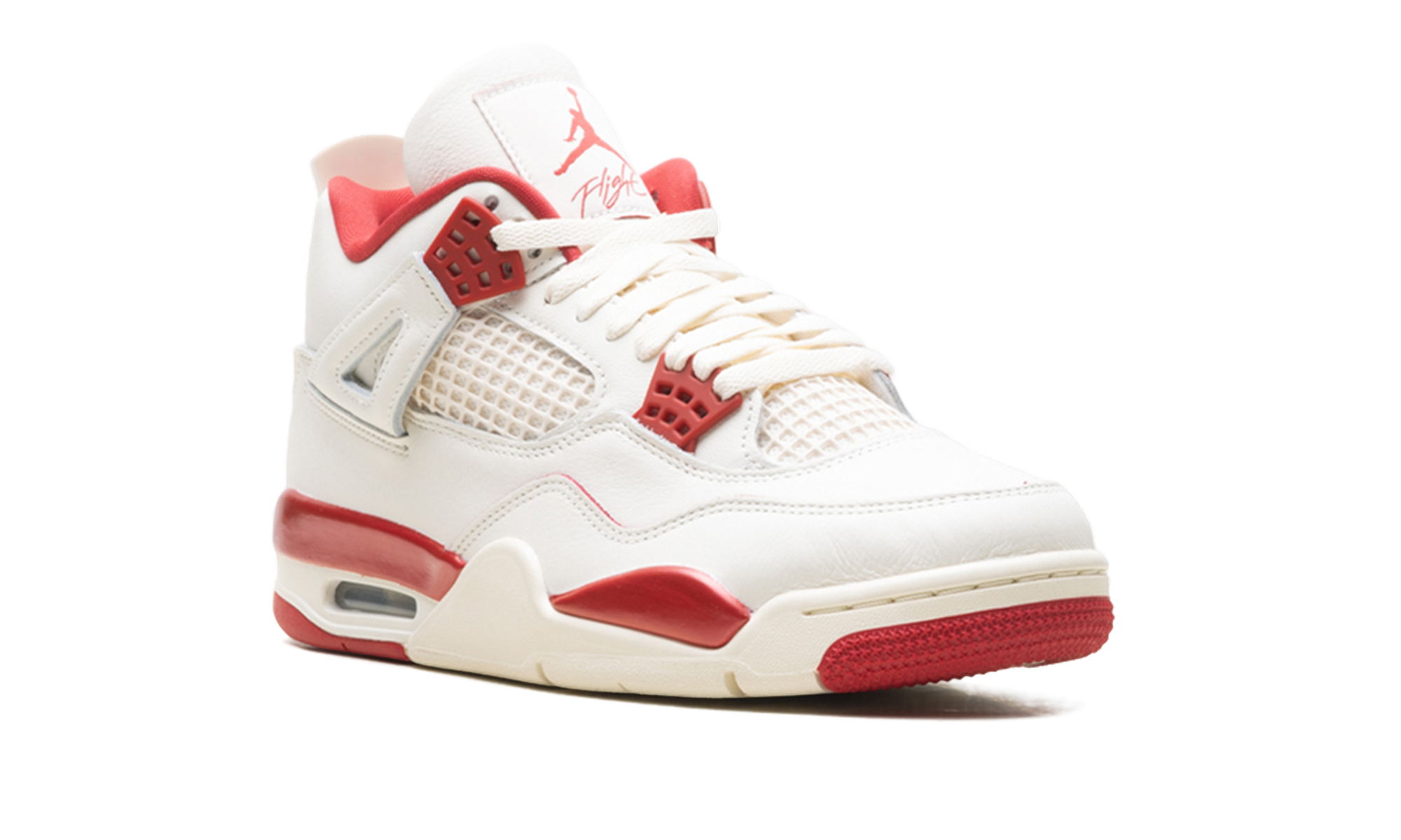 air jordan 4 retro pale ivory sierra red womens+HV0823-108+diagnol right view