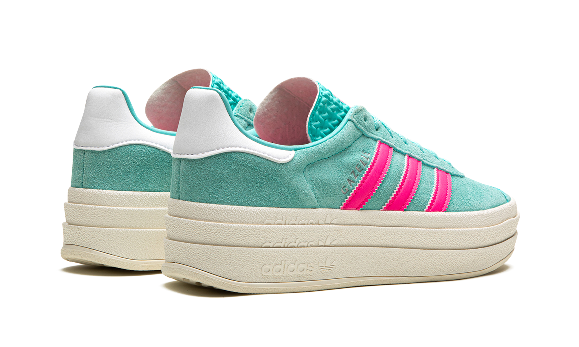 adidas gazelle bold flash aqua lucid pink women s+ID7026+diagnol right behind view