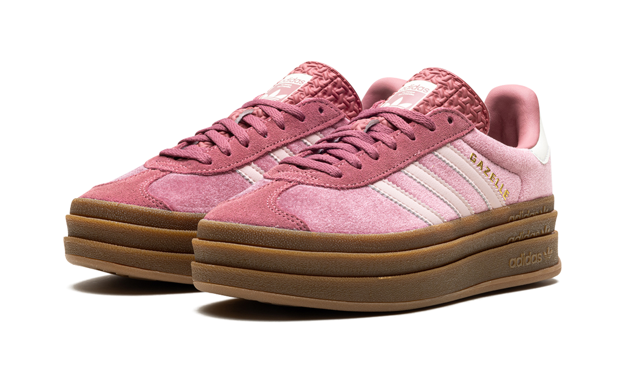 adidas gazelle bold sandy pink velvet women s+IG4389+diagnol left view