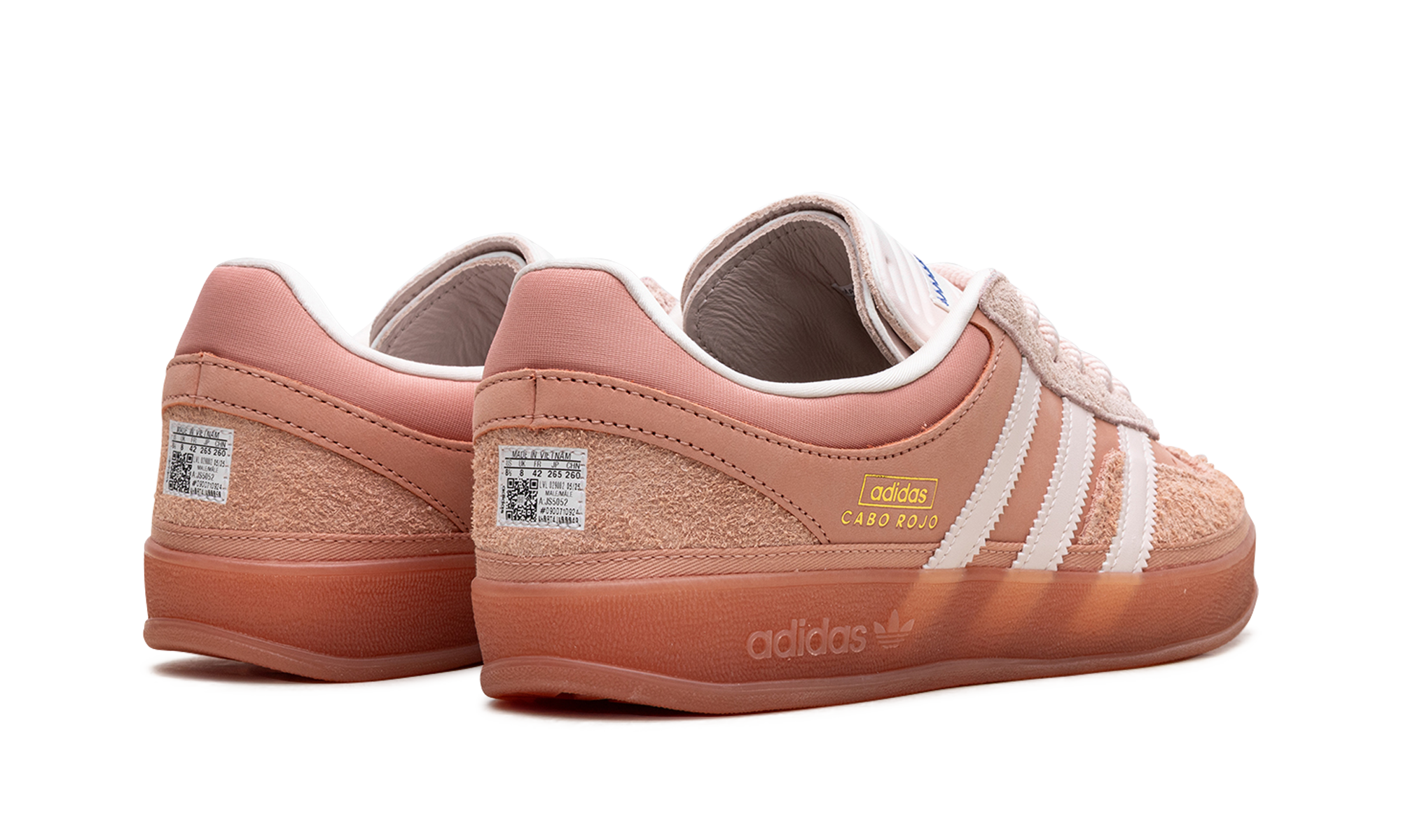 adidas gazelle indoor bad bunny cabo rojo+JS5052+diagnol right behind view