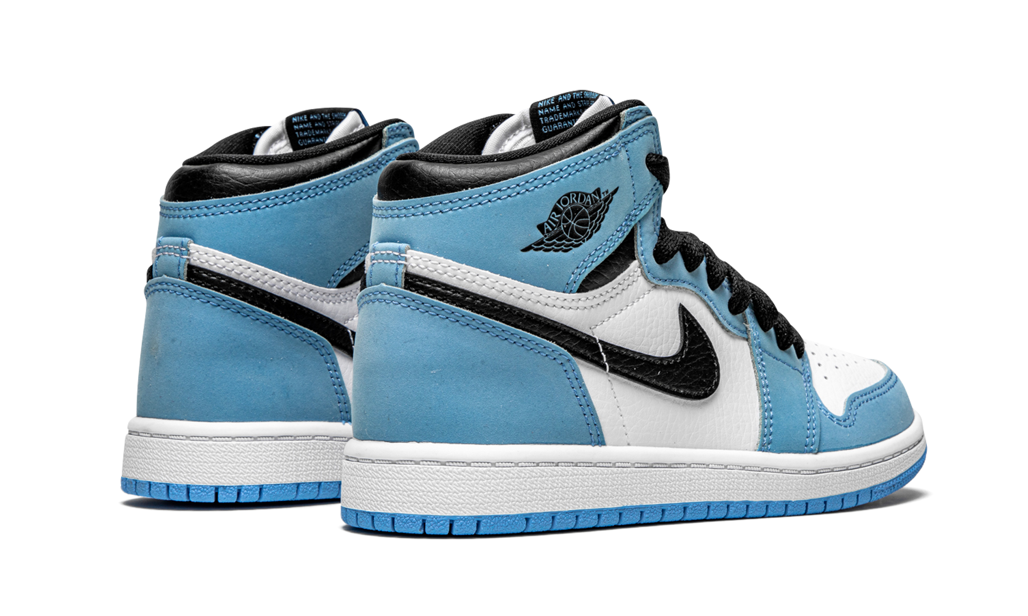 jordan 1 retro high og university blue ps+AQ2664-134+diagnol right behind view