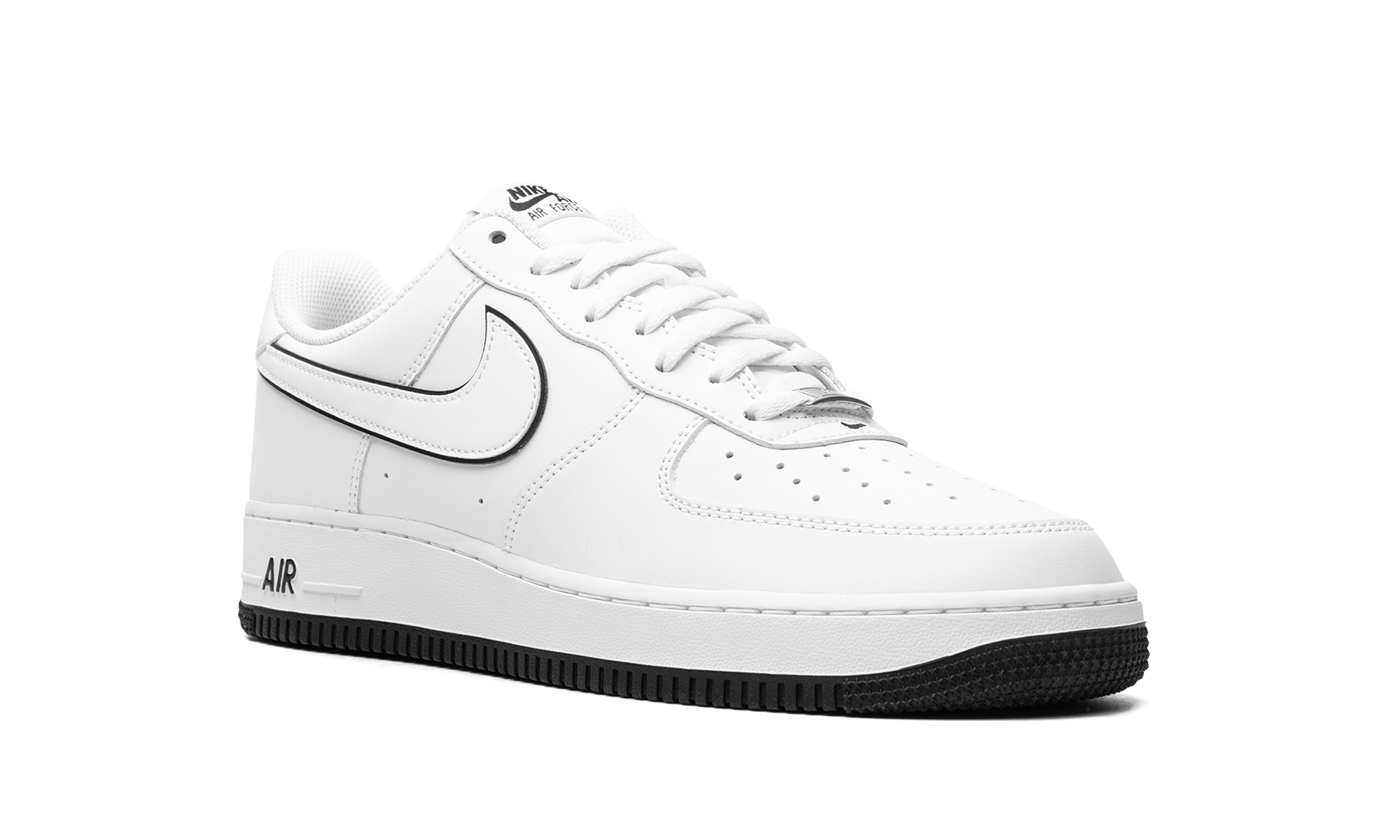 nike air force 1 07 low white black outline swoosh+DV0788-103+diagnol right view