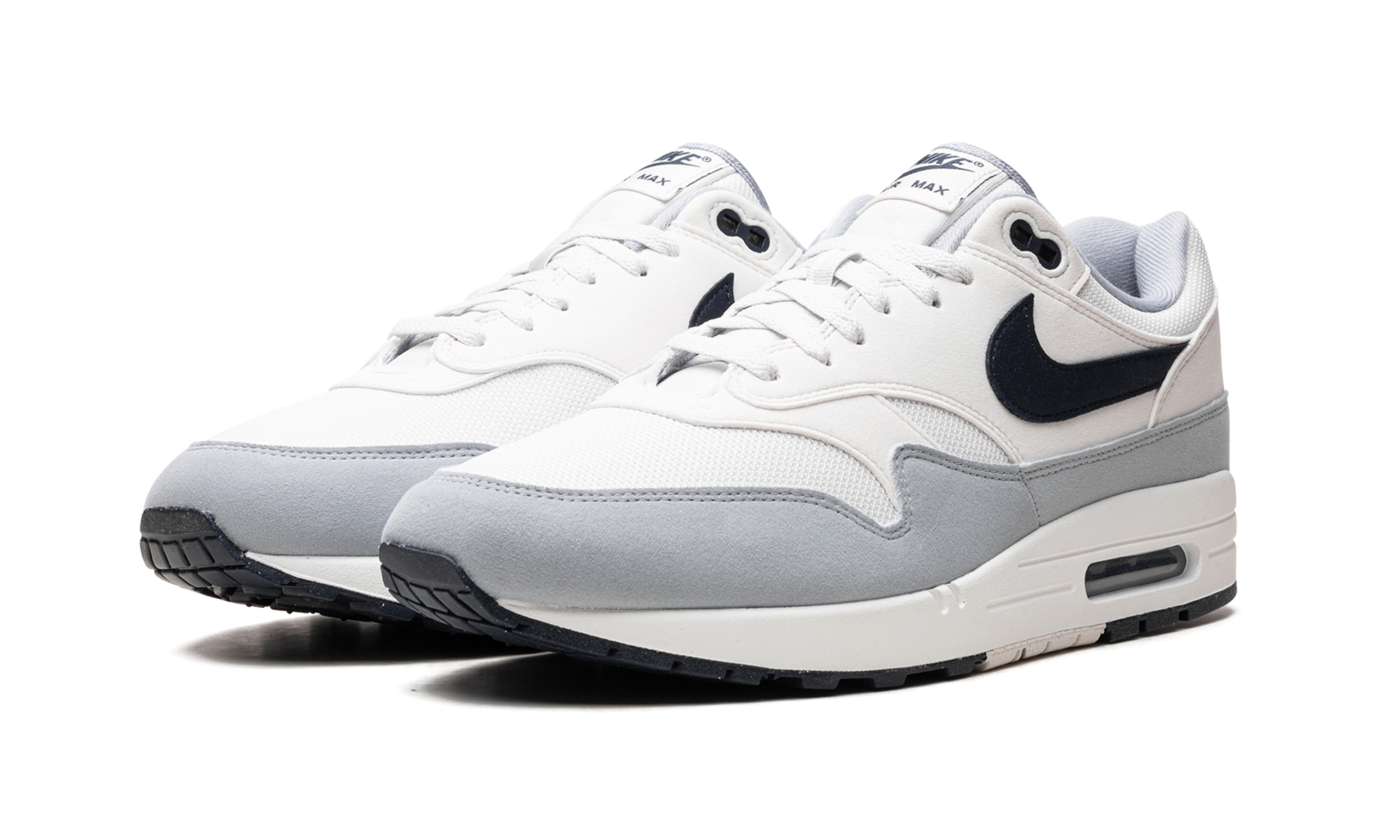 nike air max 1 platinum tint dark obsidian+FD9082-002+diagnol left view