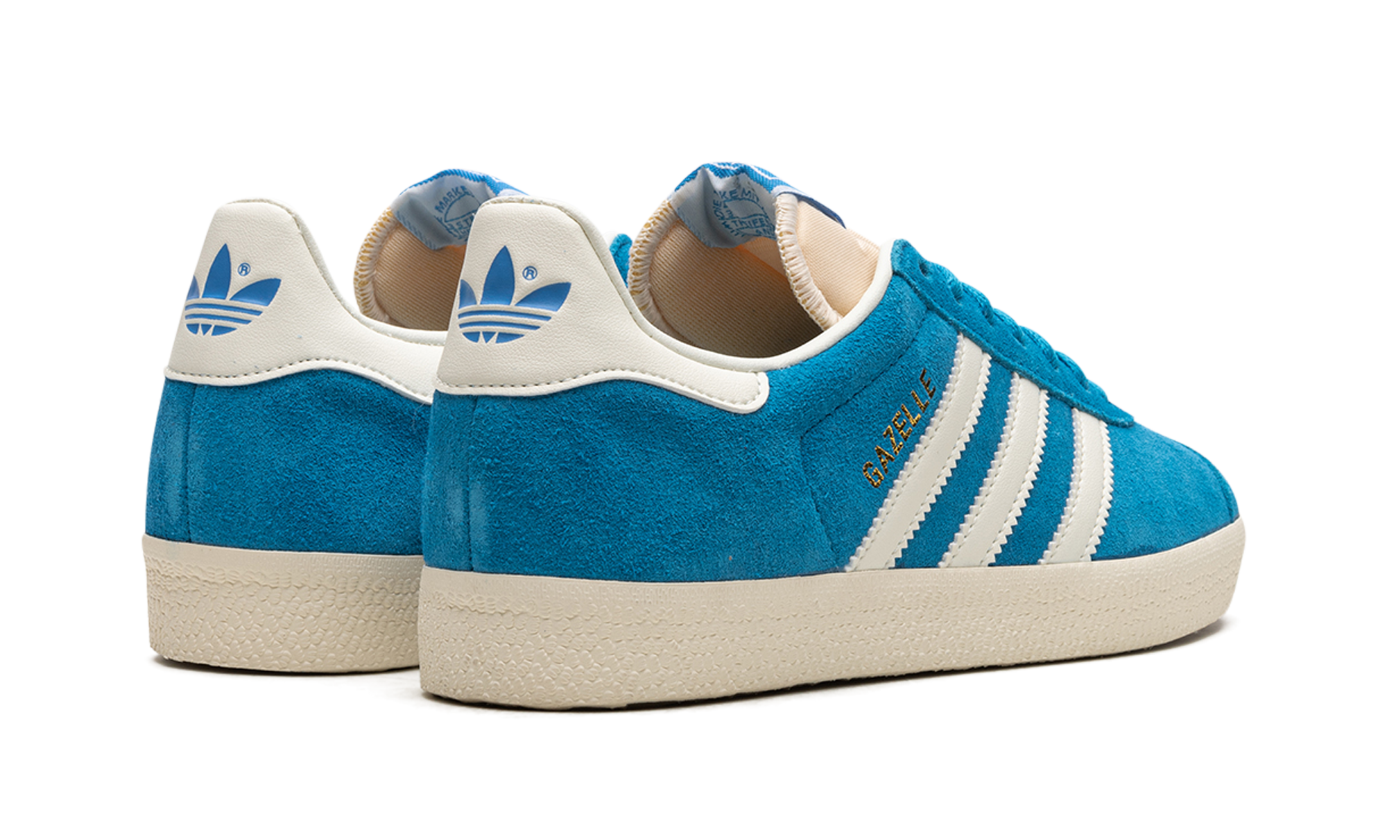 adidas gazelle bold aqua off white cream white+GY7337+diagnol right behind view