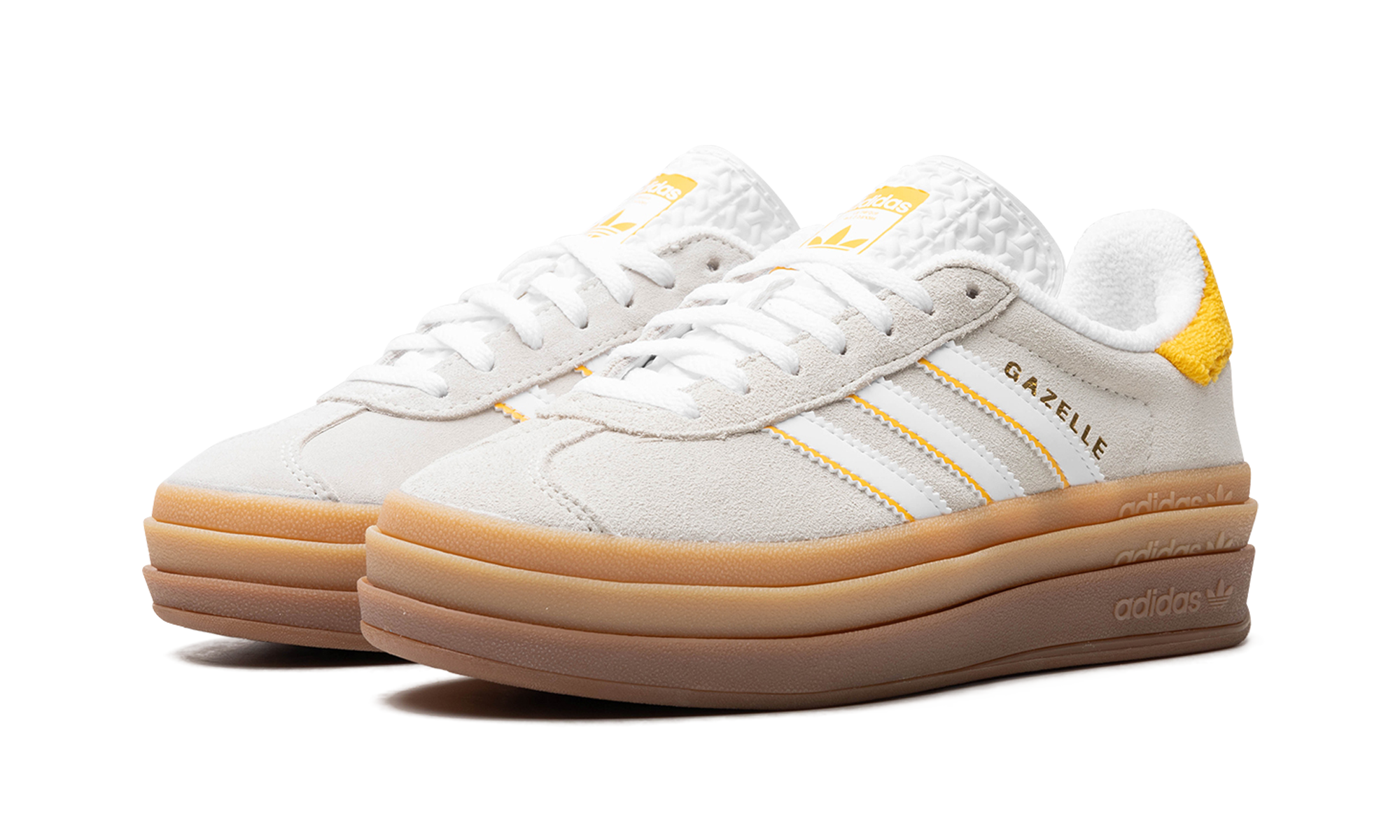 adidas gazelle bold ivory bold gold women s+IH9929+diagnol left view