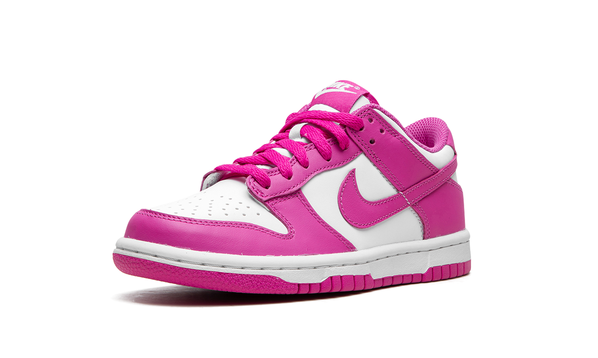nike dunk low active fuchsia gs+FJ0704-100+left diagnol single view