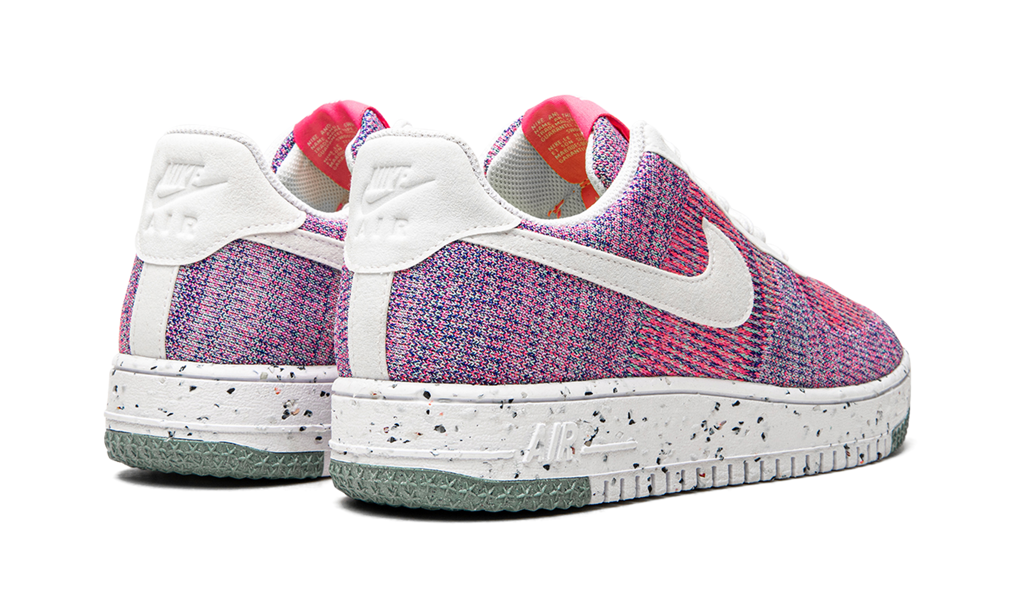 nike air force 1 low crater flyknit fuchsia glow women s+DC7273-500+diagnol right behind view