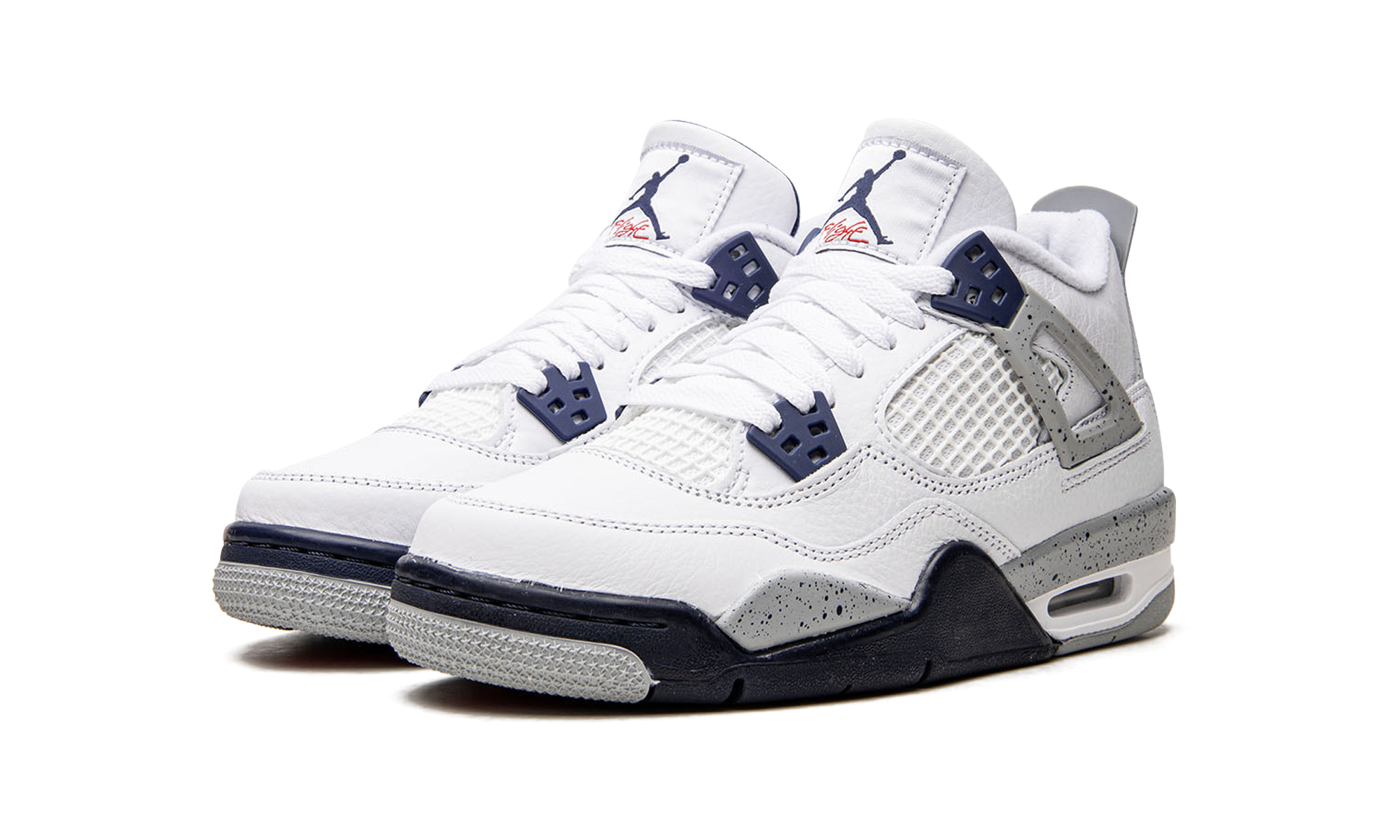 jordan 4 retro midnight navy gs+408452-140+diagnol left view