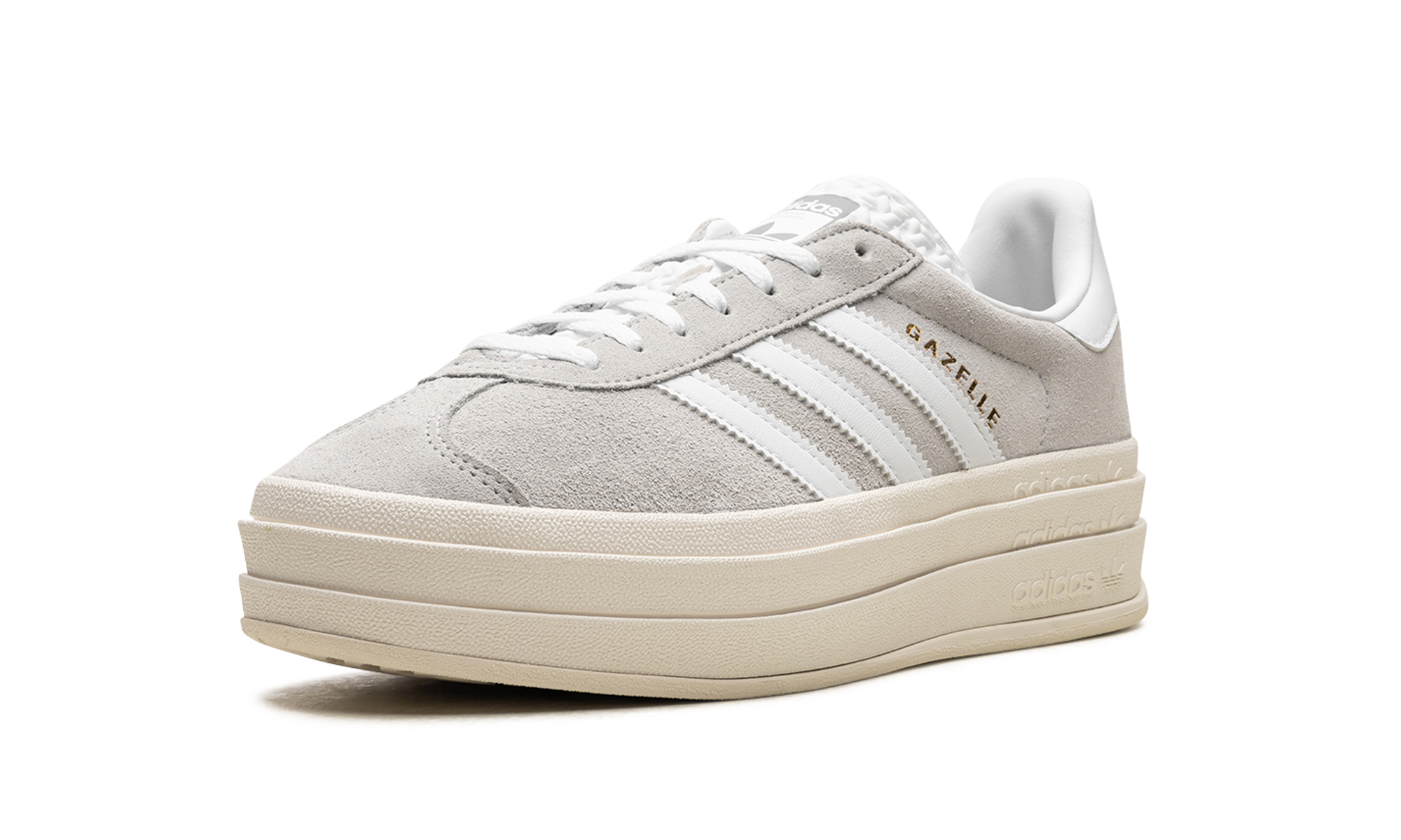 adidas gazelle bold grey white women s+HQ6893+left diagnol single view