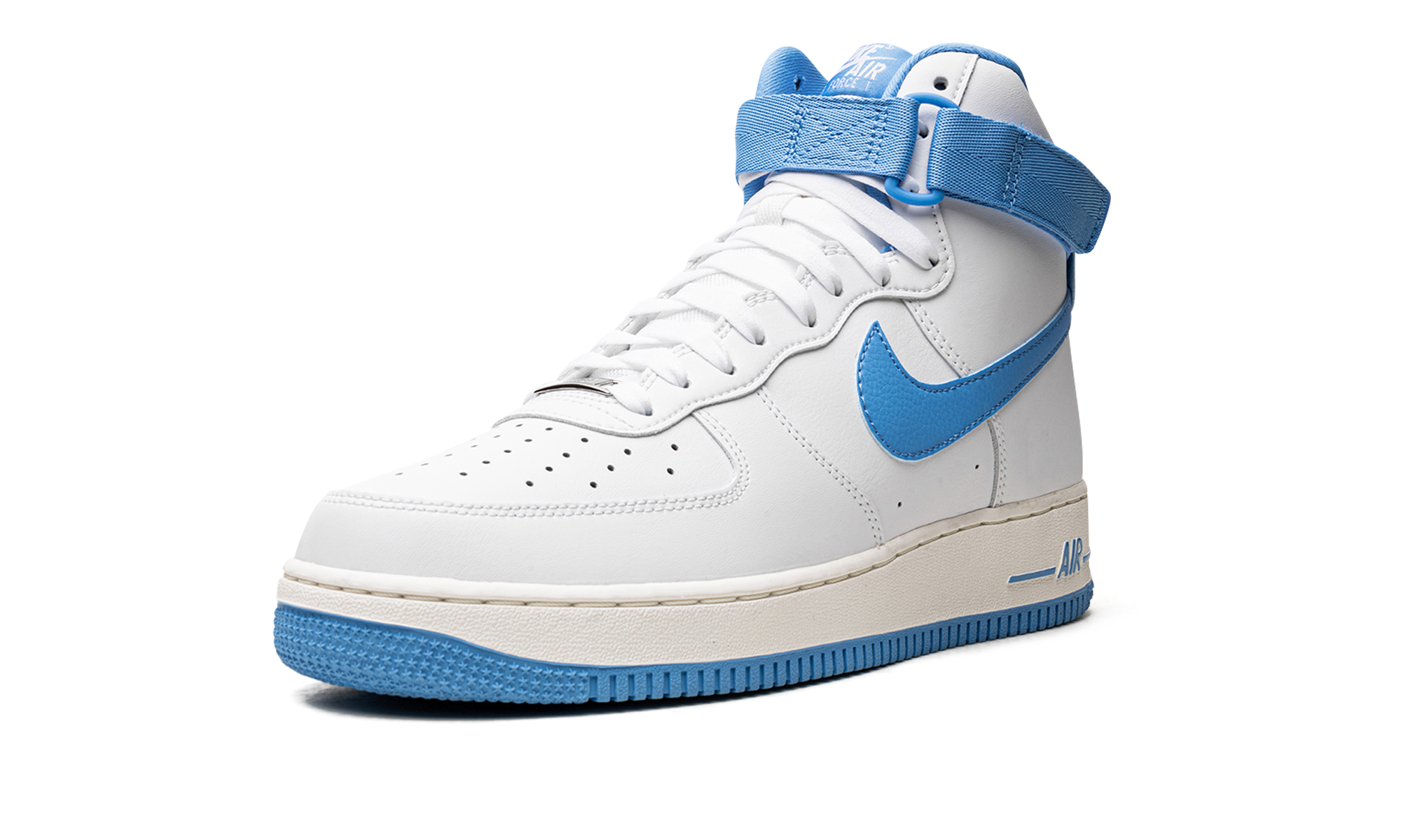 nike air force 1 high og qs university blue women s+DX3805-100+left diagnol single view