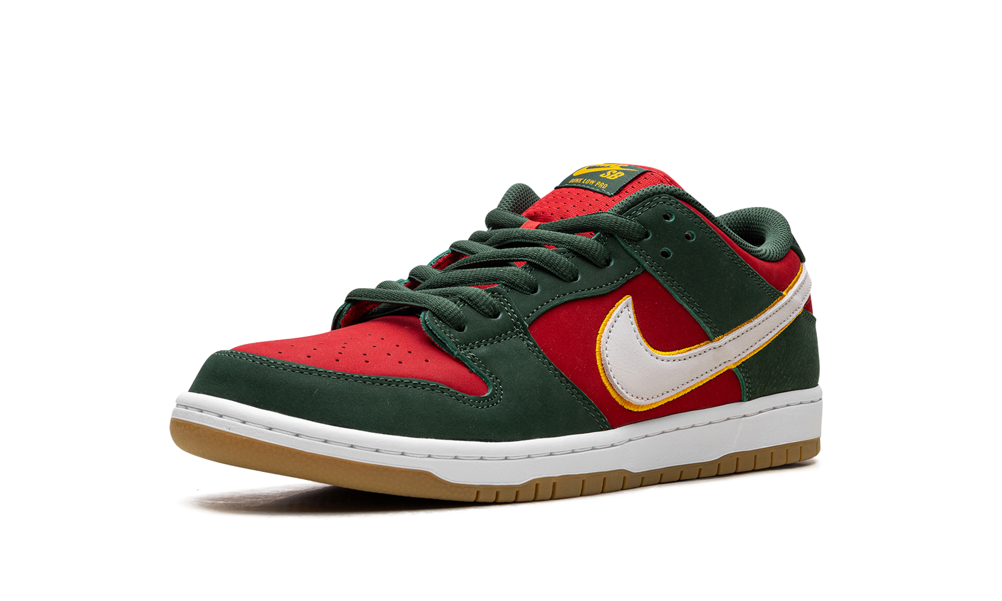 nike sb dunk low pro prm seattle supersonics+FZ1287-300+left diagnol single view