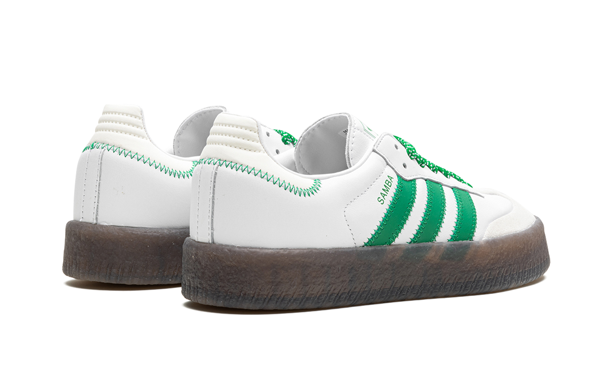 adidas sambae cloud white green women s+IE9105+diagnol right behind view
