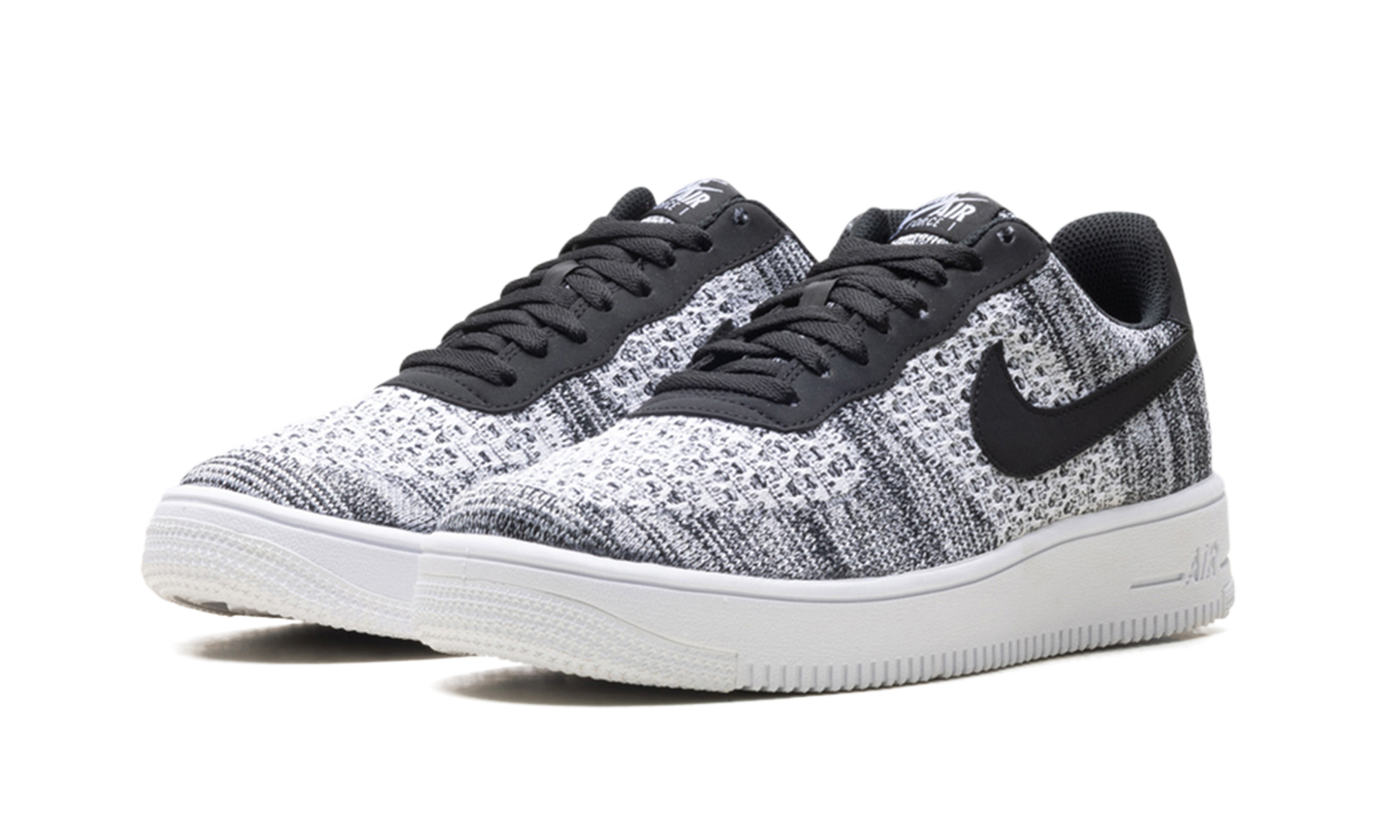 nike air force 1 flyknit 2 black pure platinum+AV3042-001+diagnol left view