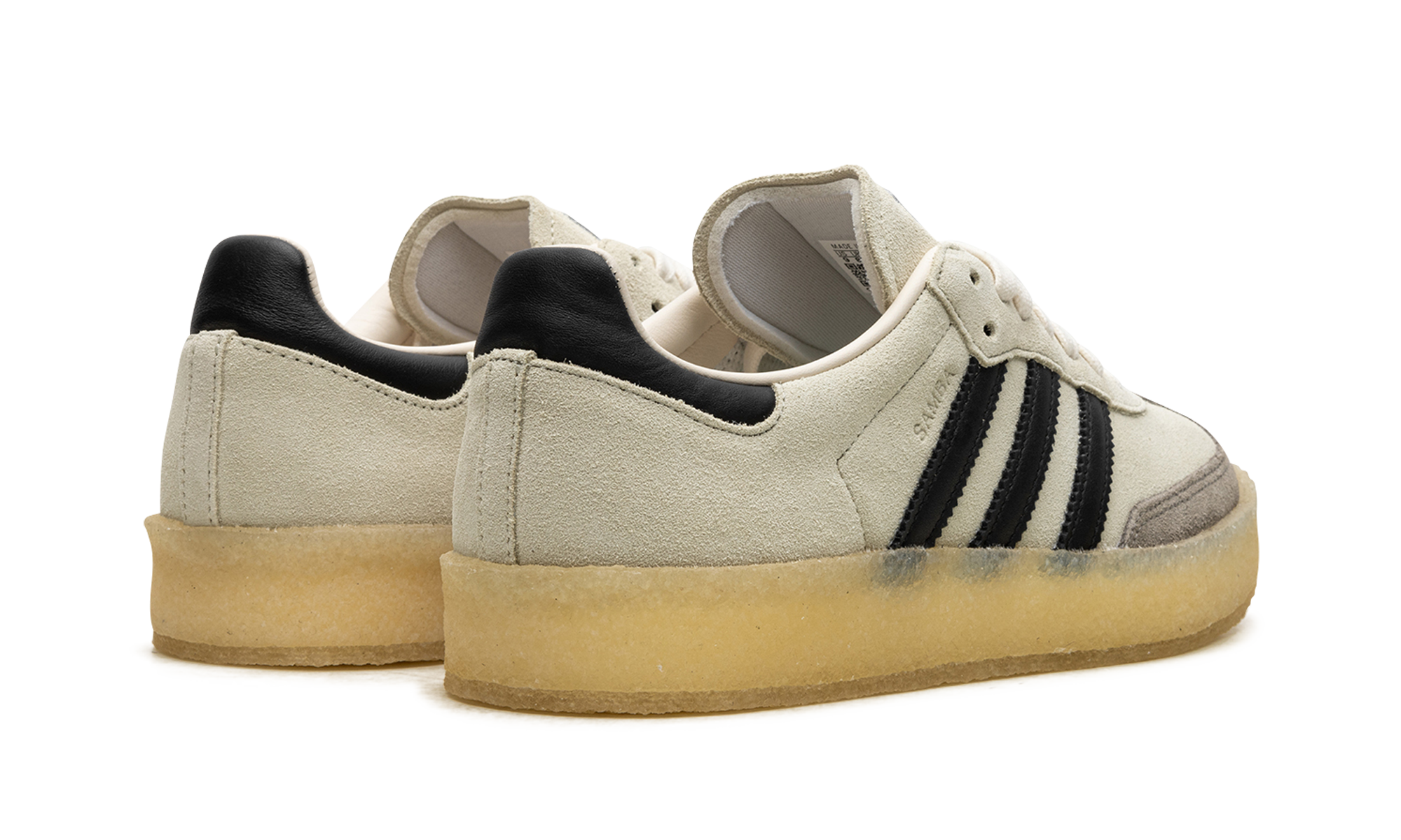 adidas clarks 8th street samba by ronnie fieg kithmas white black+IE4033+diagnol right behind view