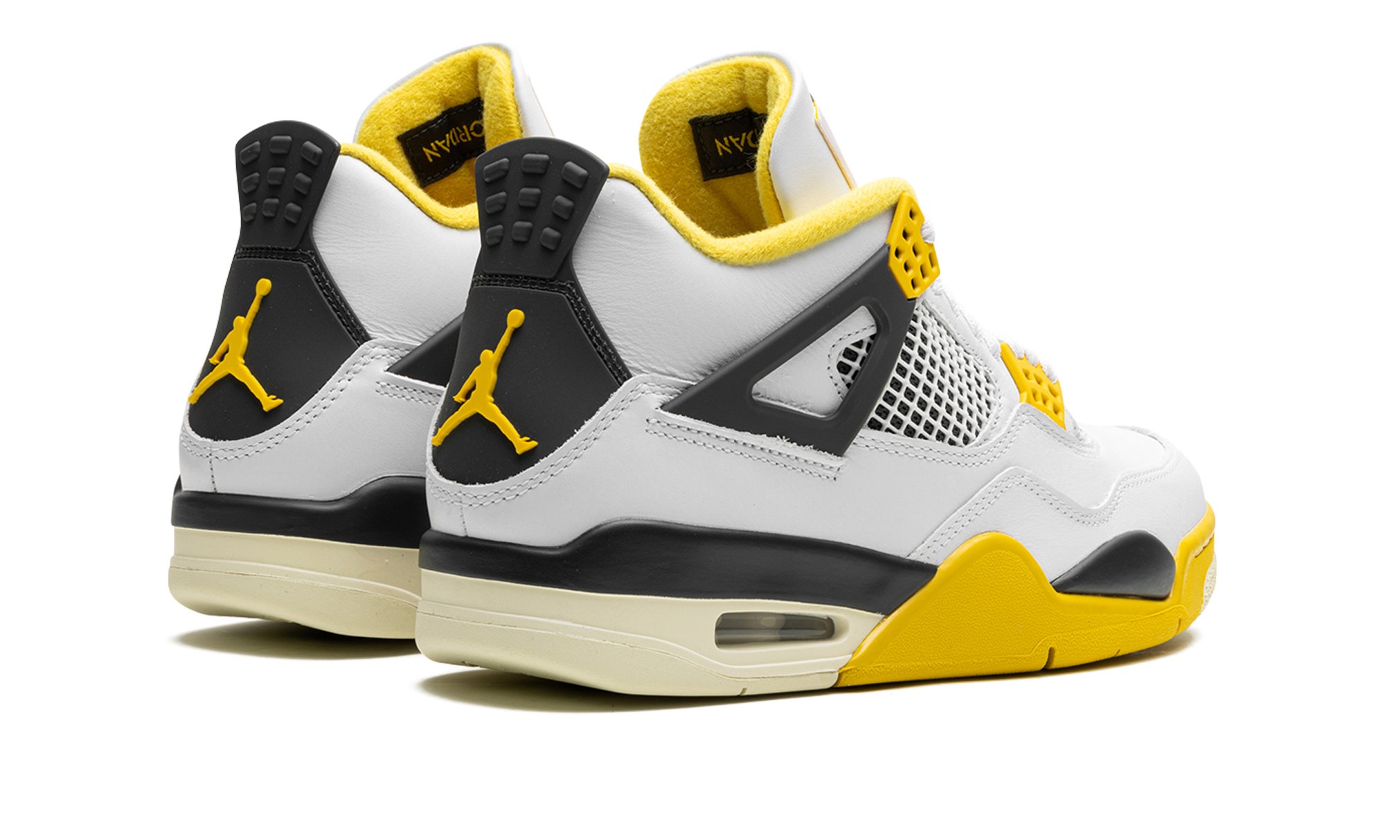 jordan 4 retro vivid sulfur women s+AQ9129-101+diagnol right behind view