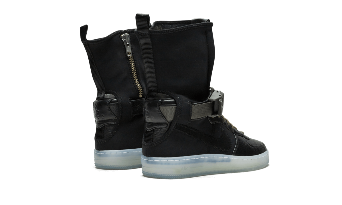 nike air force 1 downtown acronym black olive+649941-003+diagnol right behind view