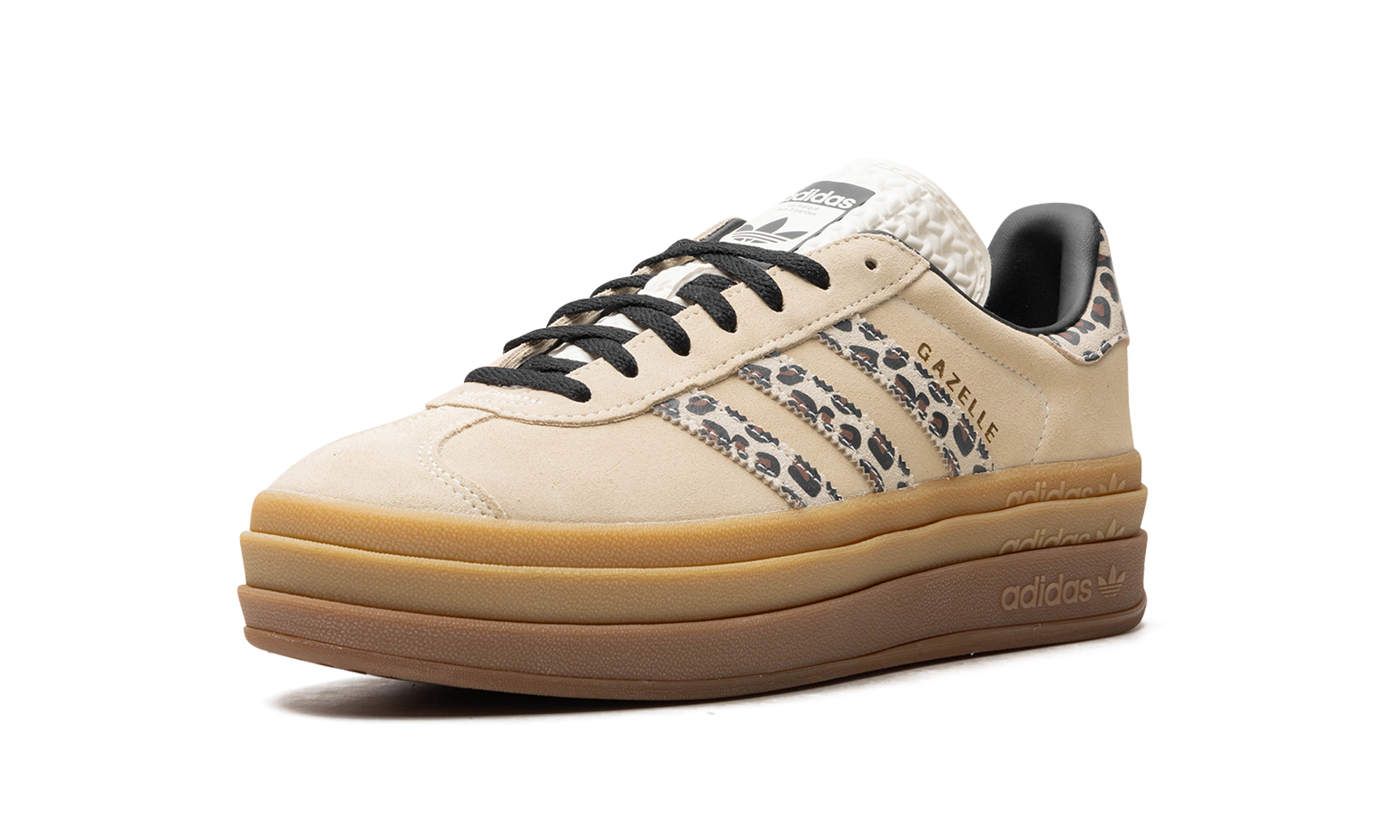 adidas gazelle bold cream black leopard women s+JI1370+left diagnol single view
