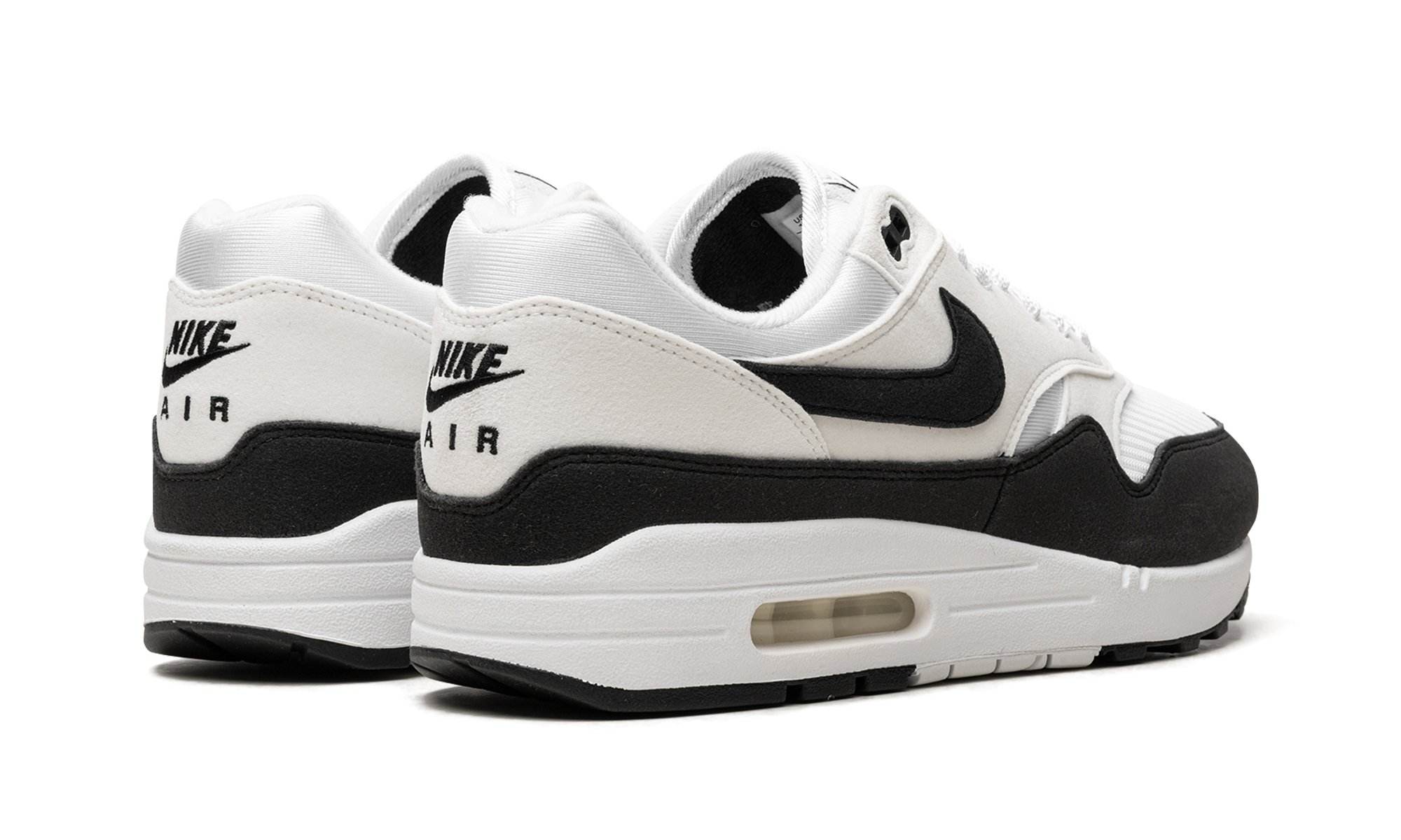 nike air max 1 white black neutral grey women s+DZ2628-102+diagnol right behind view