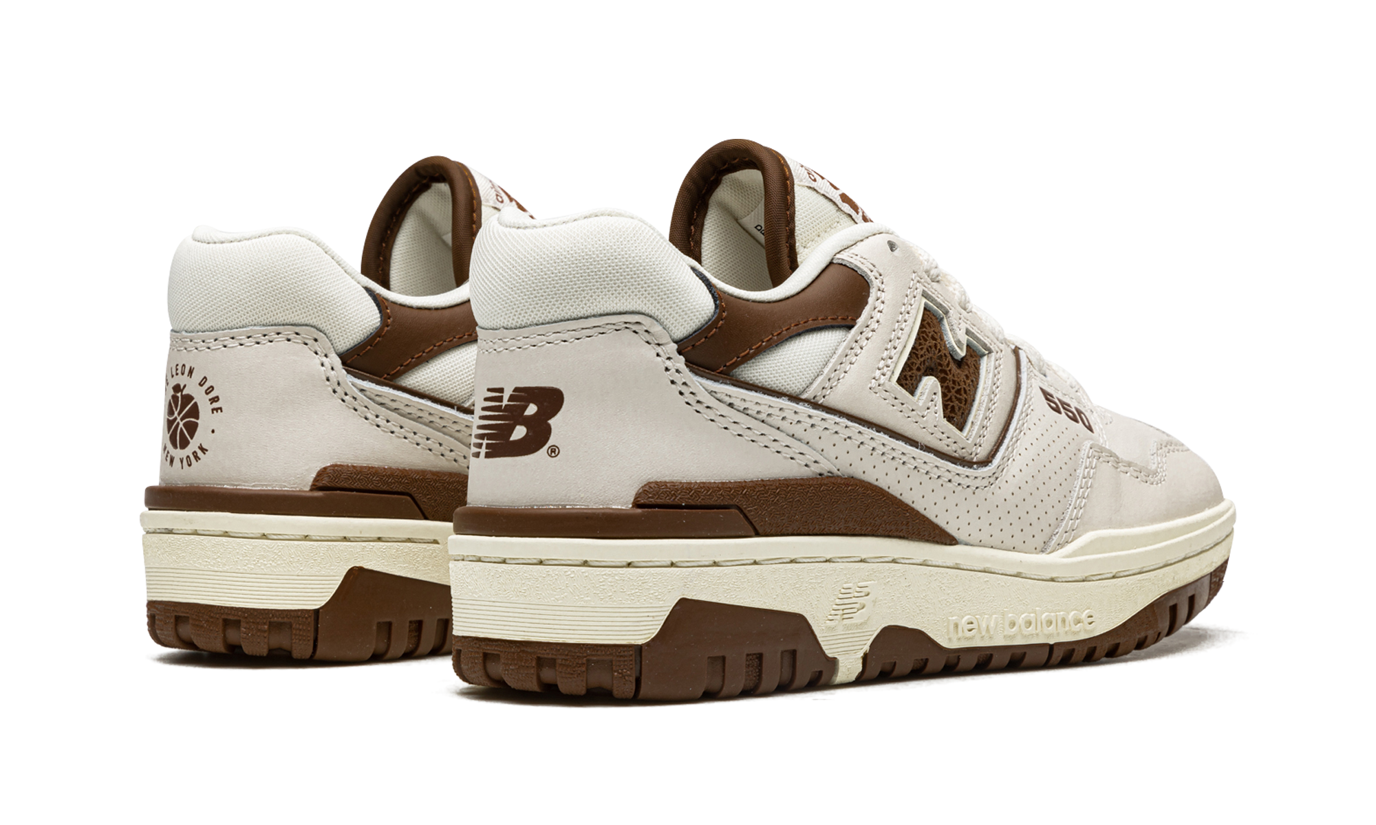new balance 550 aime leon dore brown+BB550AB1+diagnol right behind view