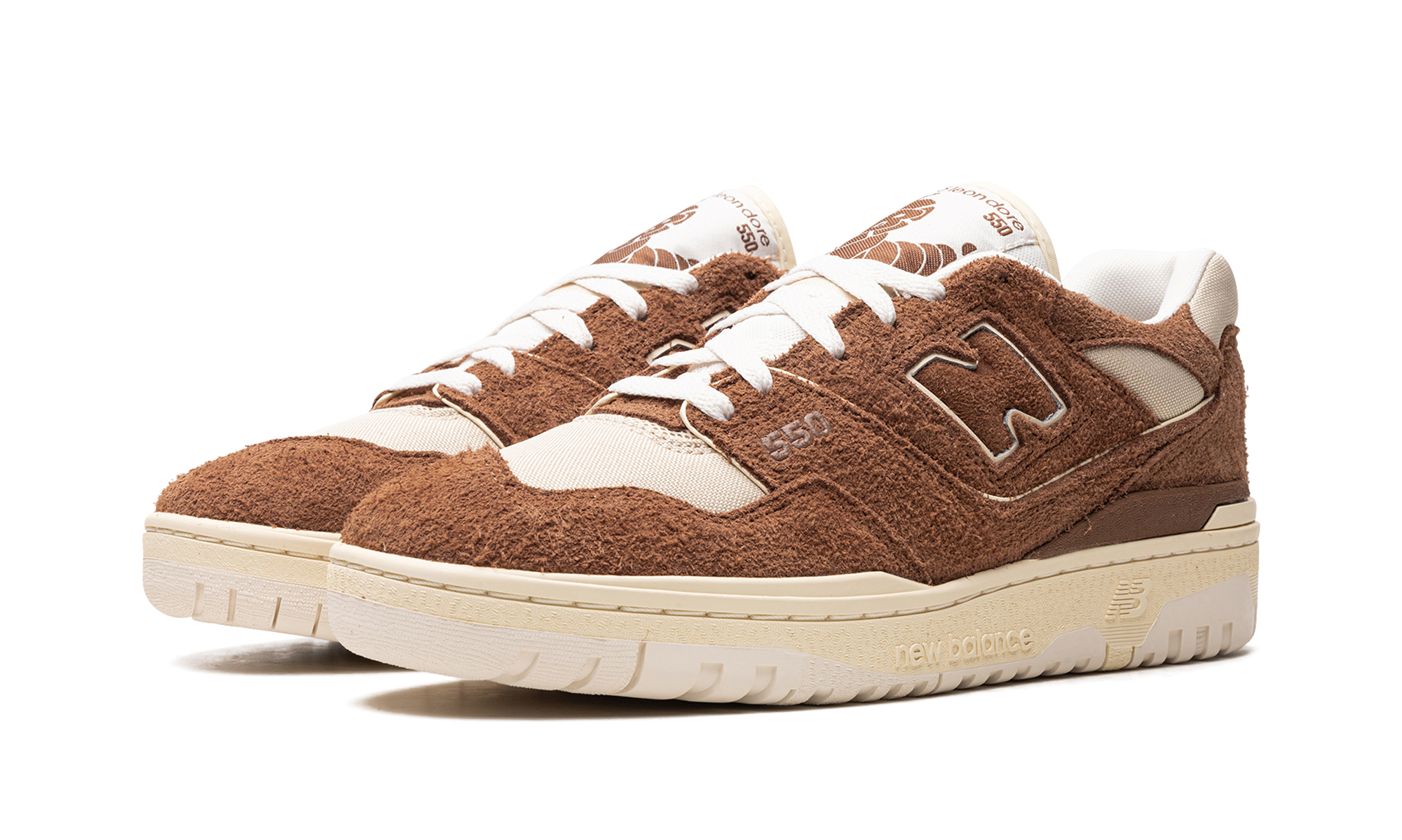 new balance 550 aime leon dore brown suede+BB550DB1+diagnol left view