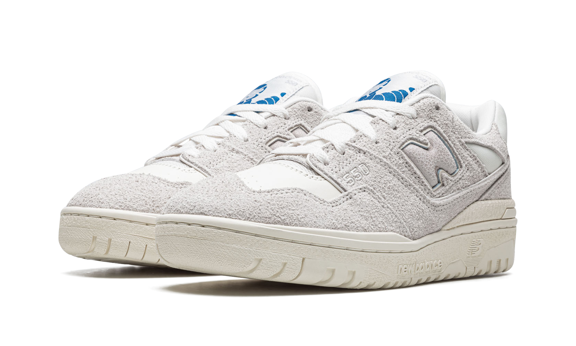 new balance 550 aime leon dore grey suede+BB550AC1+diagnol left view