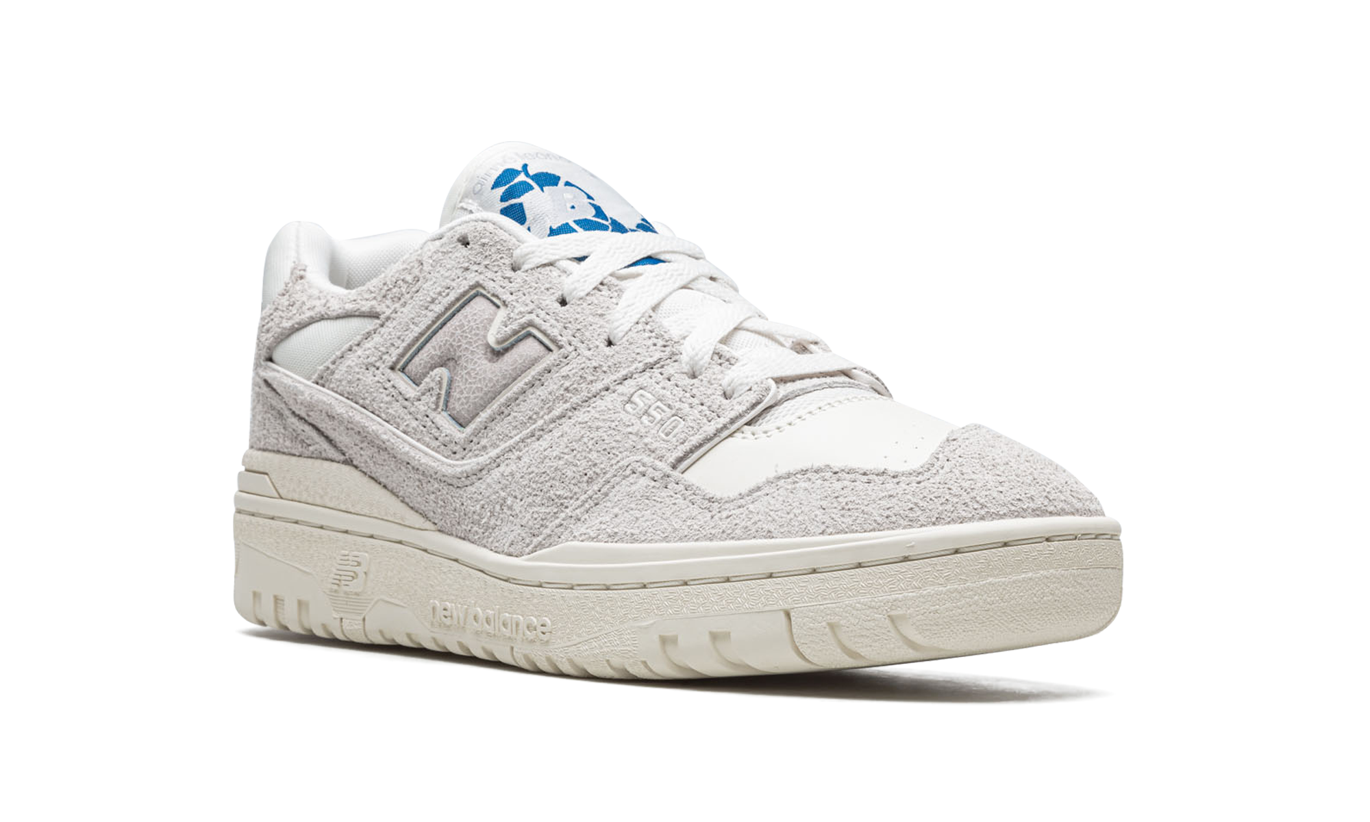 new balance 550 aime leon dore grey suede+BB550AC1+diagnol right view
