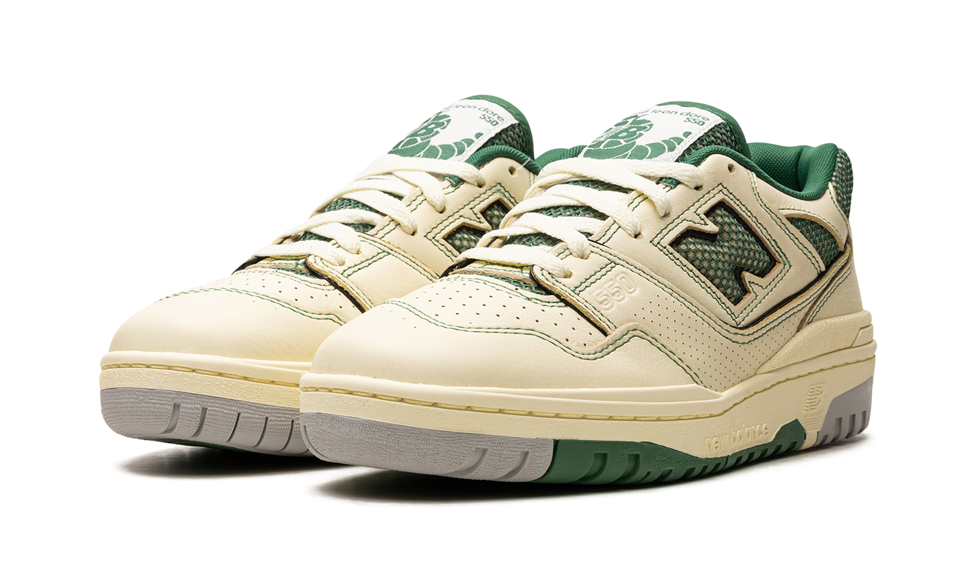 new balance 550 aime leon dore masaryk community gym green+BB550AY1+diagnol left view