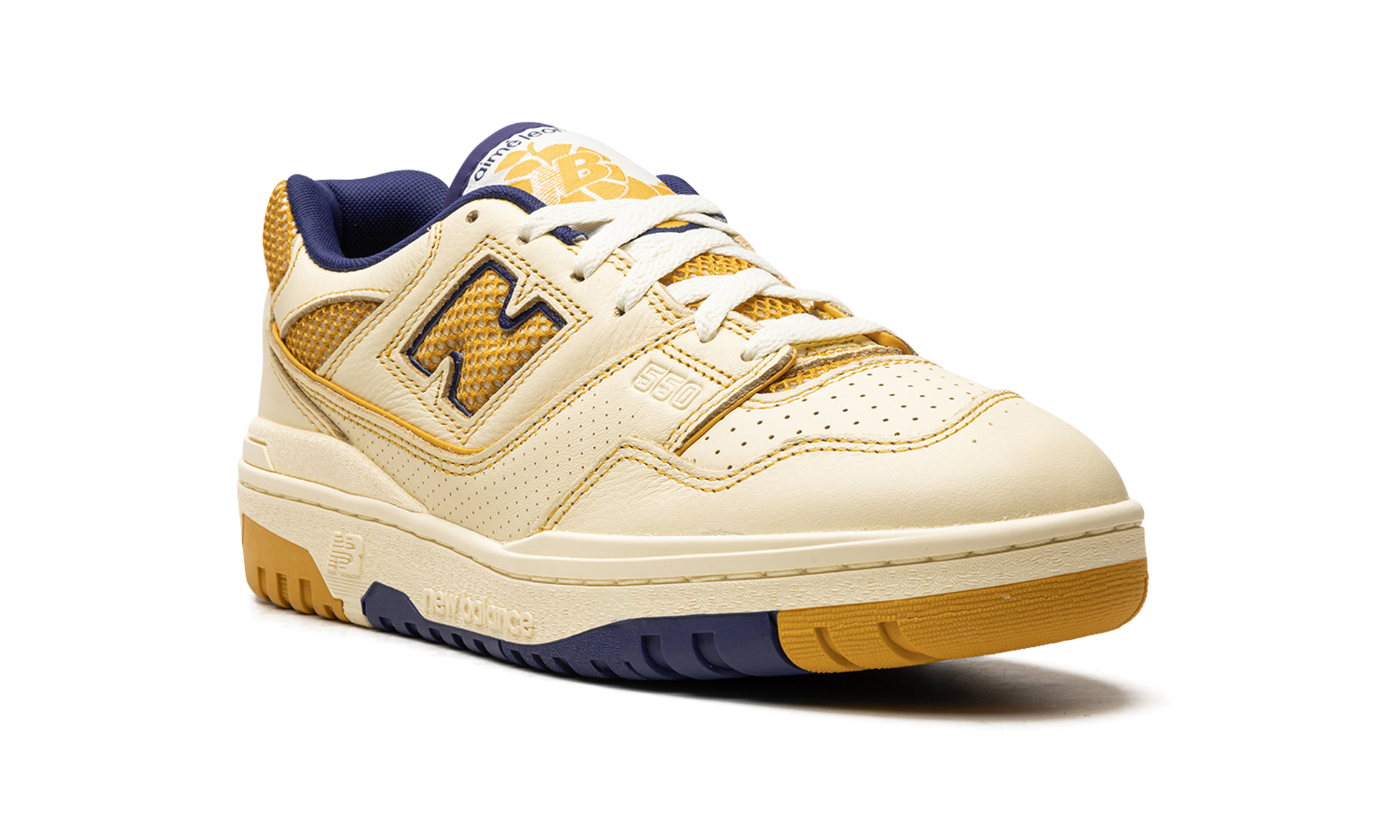 new balance 550 aime leon dore masaryk community gym yellow+BB550AX1+diagnol right view