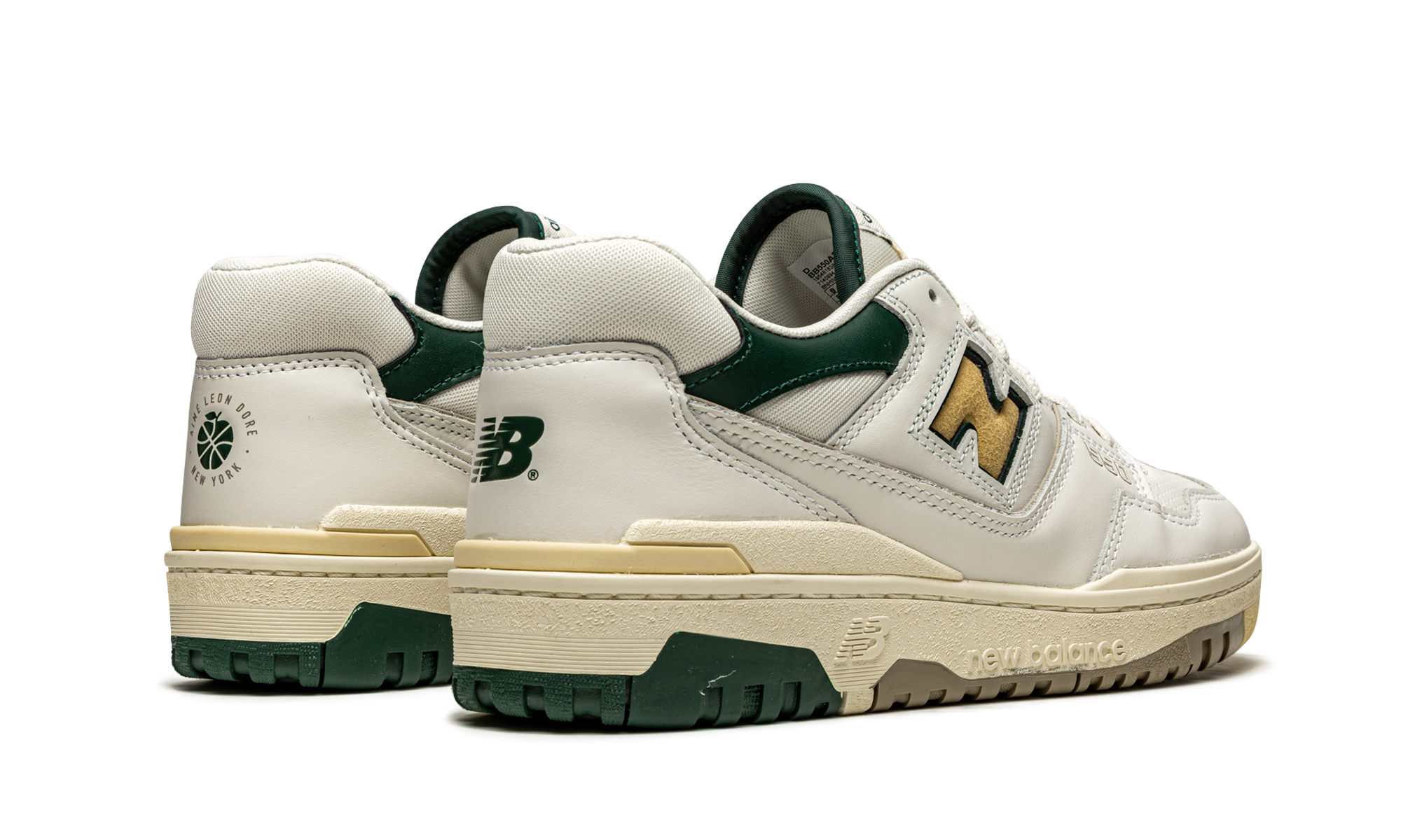 new balance 550 aime leon dore natural green+BB550A2+diagnol right behind view