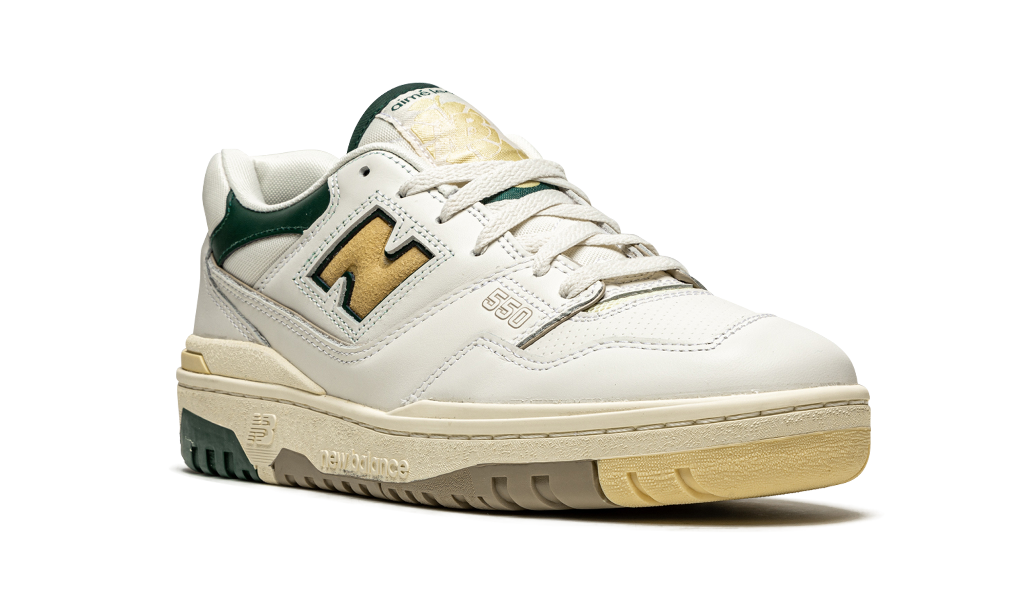 new balance 550 aime leon dore natural green+BB550A2+diagnol right view