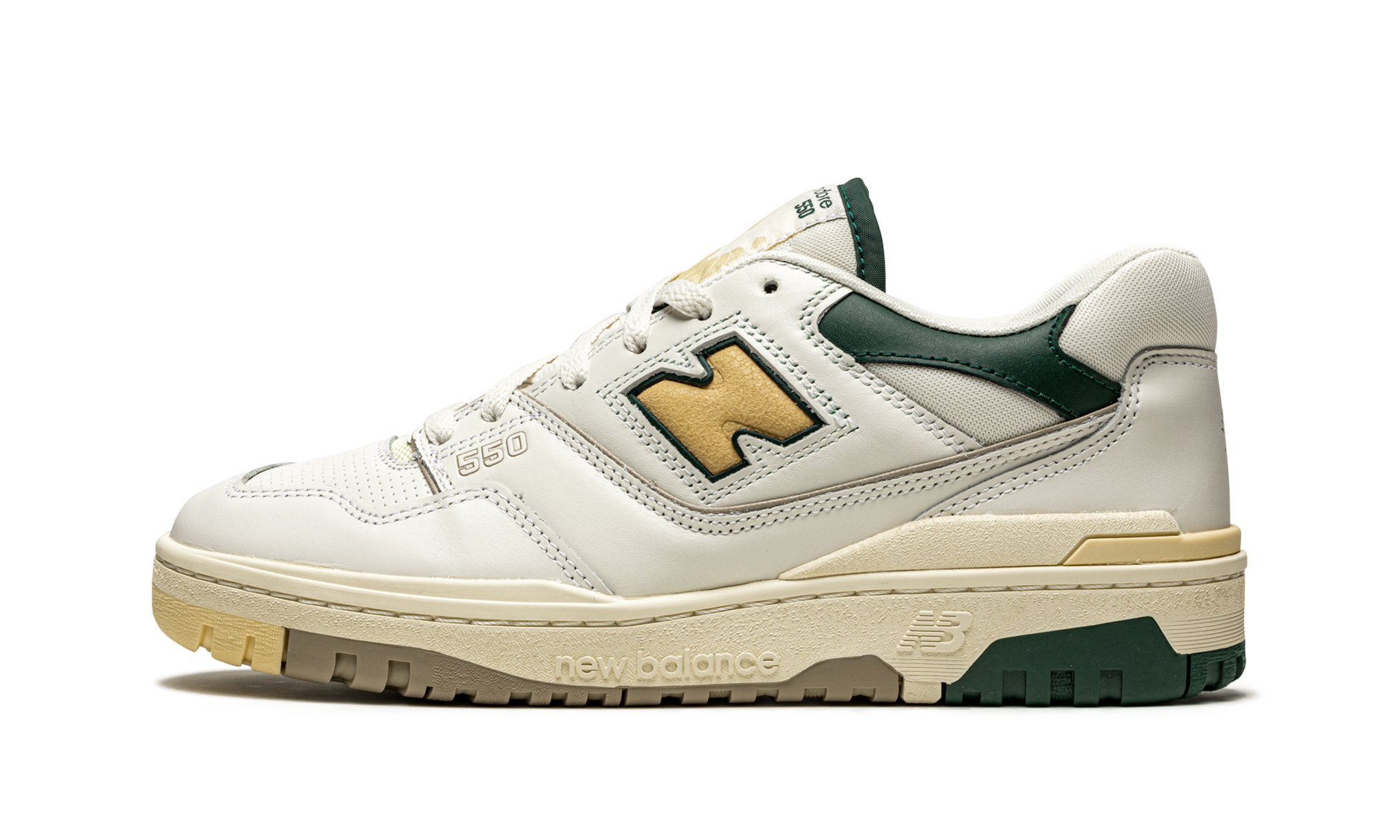 new balance 550 aime leon dore natural green+BB550A2+diagnol right view 1