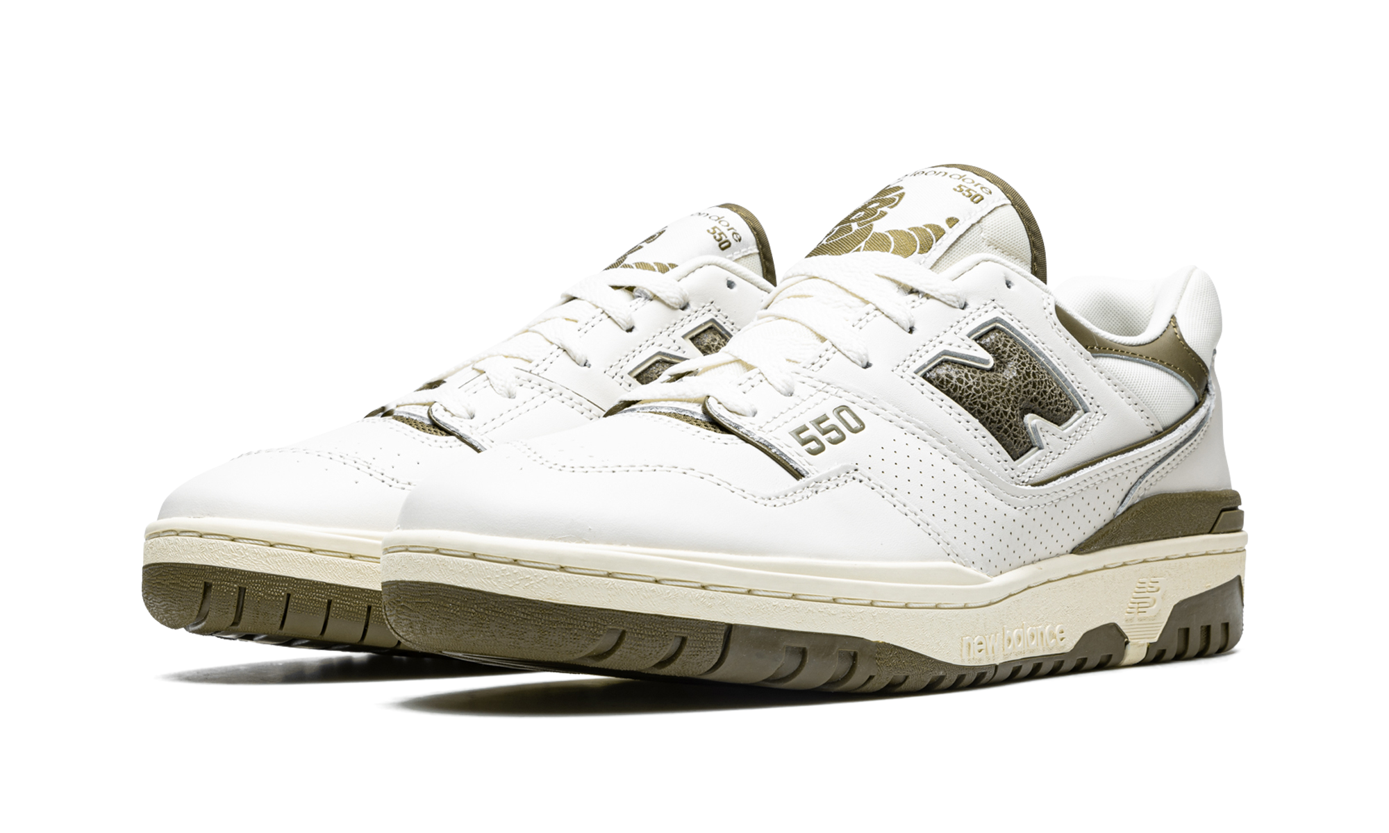 new balance 550 aime leon dore olive+BB550AD1+diagnol left view