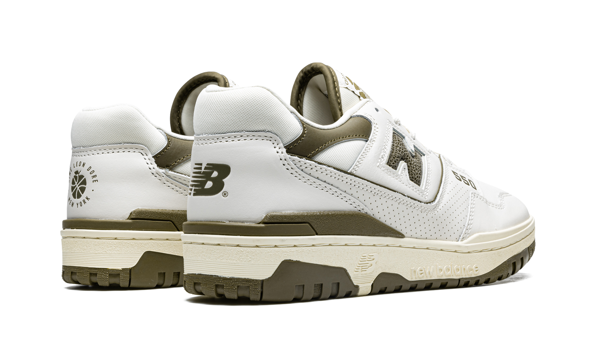 new balance 550 aime leon dore olive+BB550AD1+diagnol right behind view
