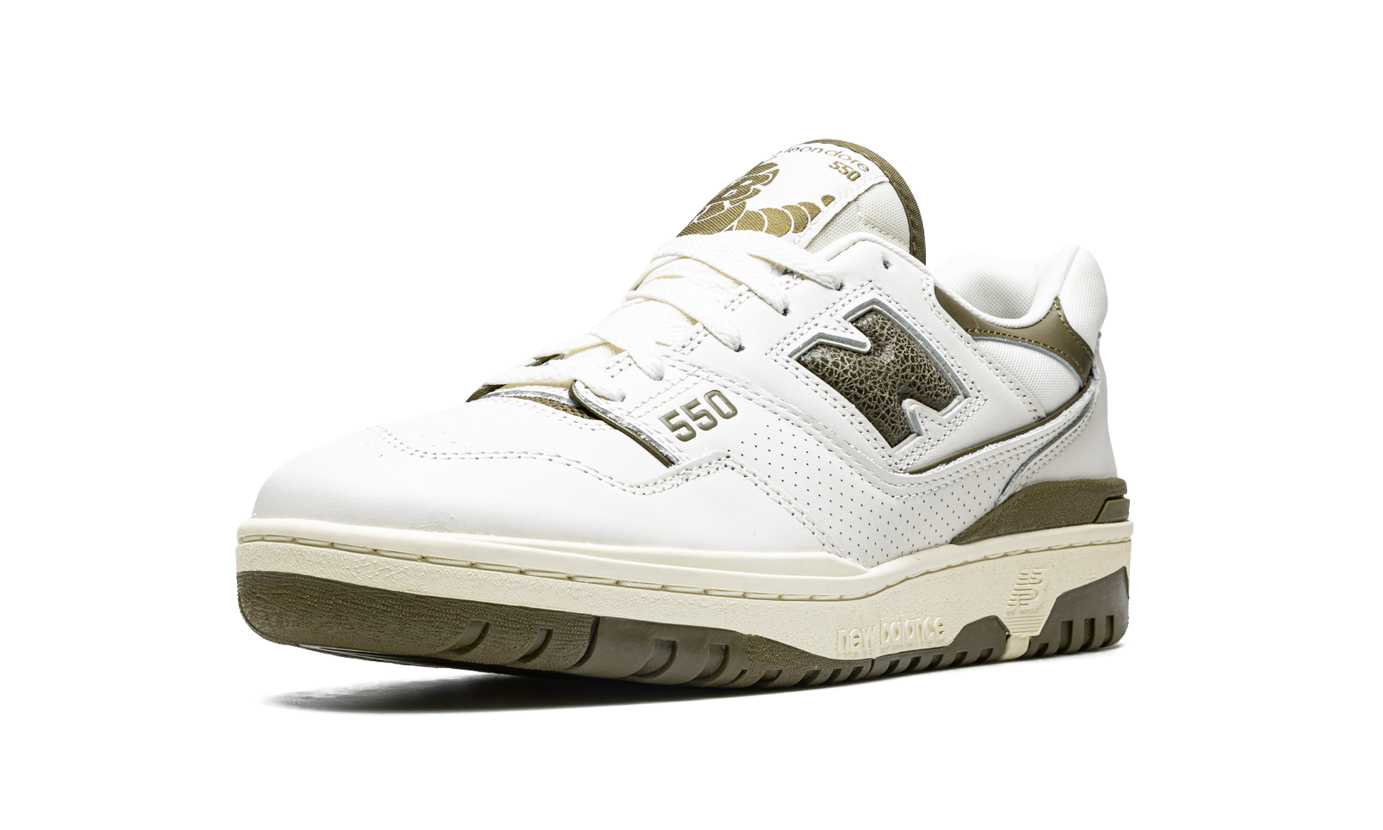 new balance 550 aime leon dore olive+BB550AD1+left diagnol single view