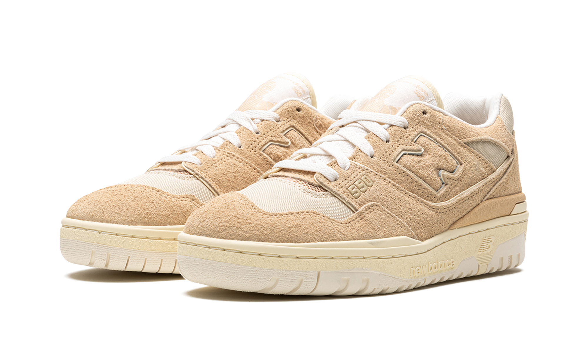 new balance 550 aime leon dore taupe suede+BB550DA1+diagnol left view