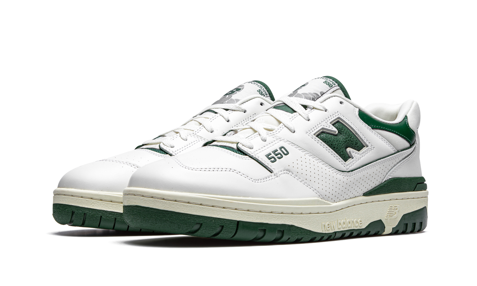 new balance 550 aime leon dore white green+BB550ALD+diagnol left view