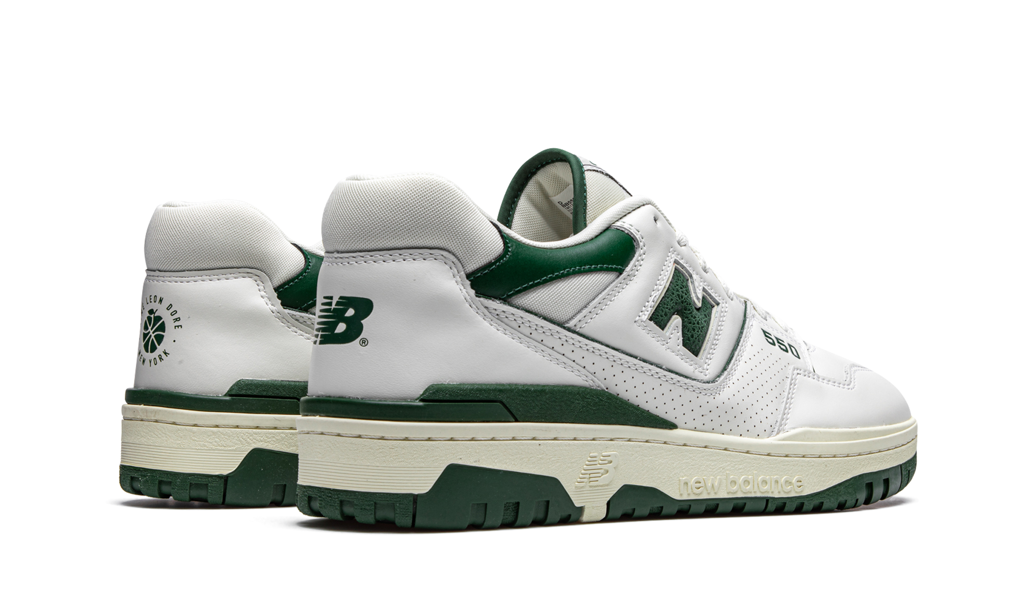 new balance 550 aime leon dore white green+BB550ALD+diagnol right behind view