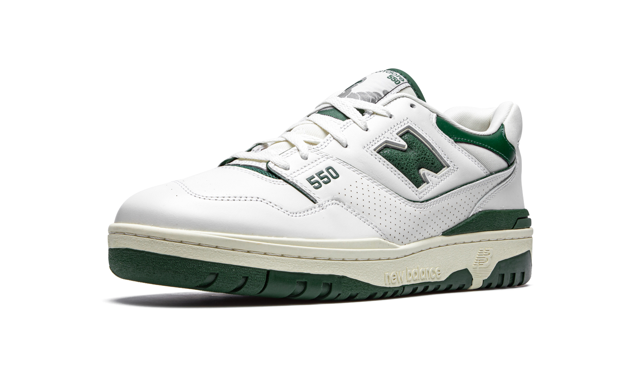 new balance 550 aime leon dore white green+BB550ALD+left diagnol single view
