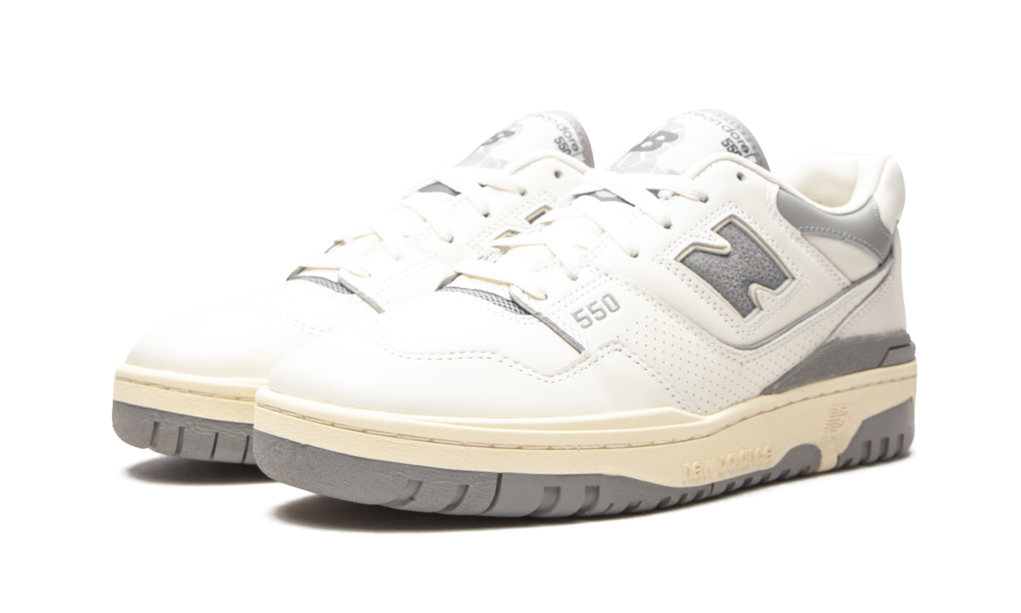 new balance 550 aime leon dore white grey+BB550ALE+diagnol left view