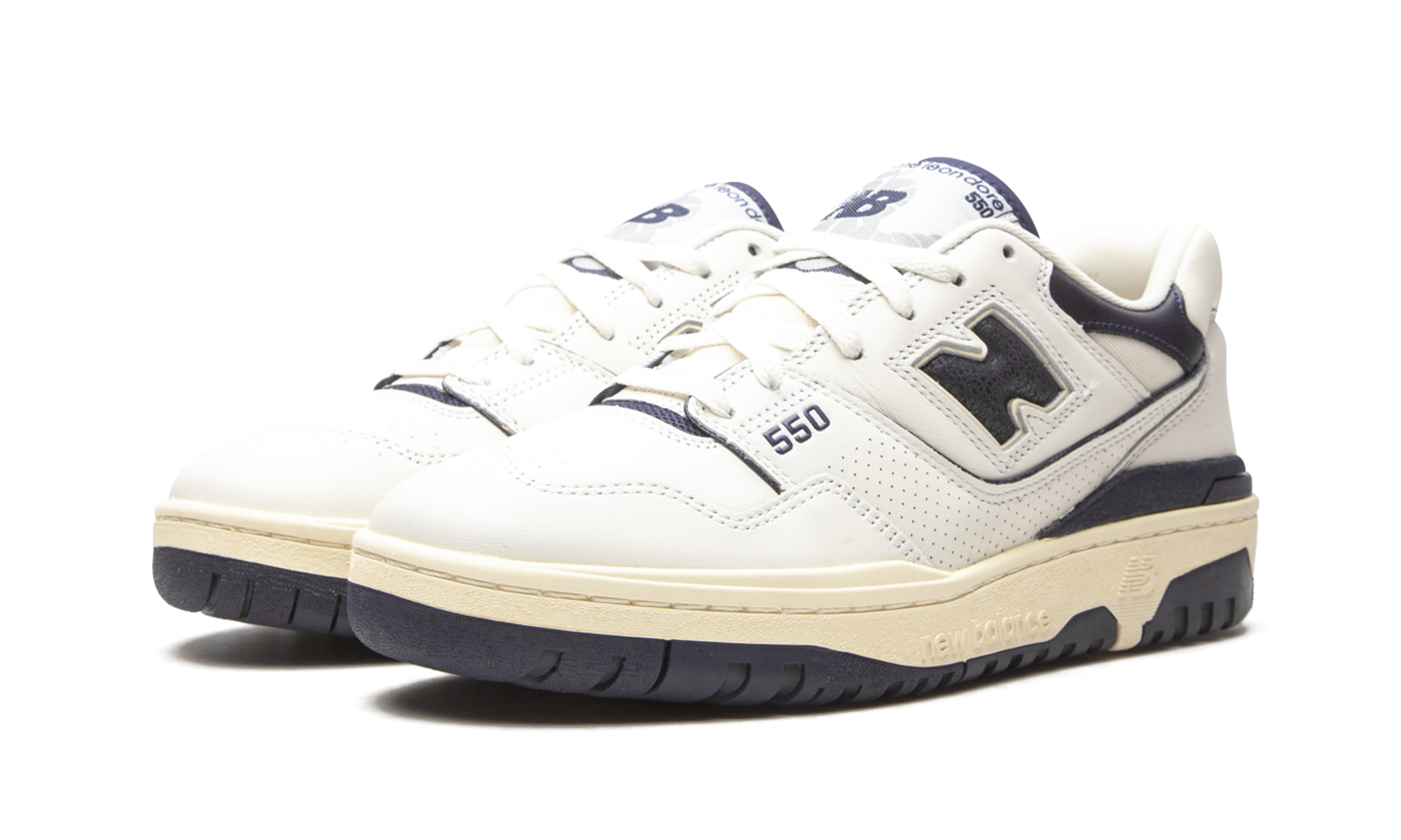 new balance 550 aime leon dore white navy+BB550ALF+diagnol left view