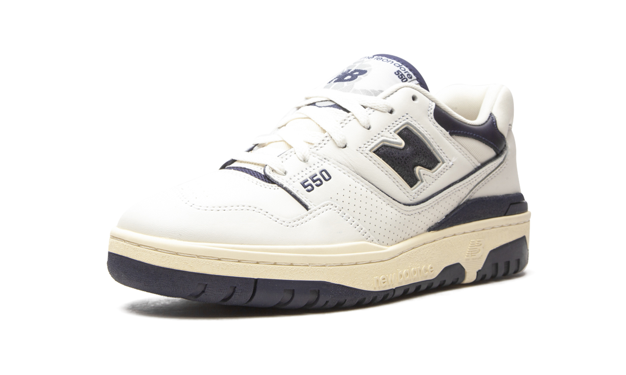new balance 550 aime leon dore white navy+BB550ALF+left diagnol single view