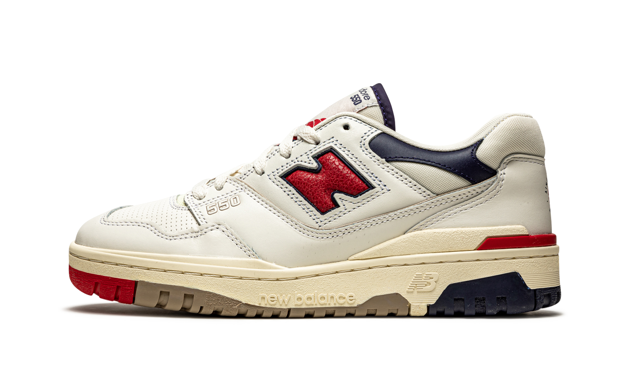 new balance 550 aime leon dore white navy red+BB550A3+diagnol right view 1
