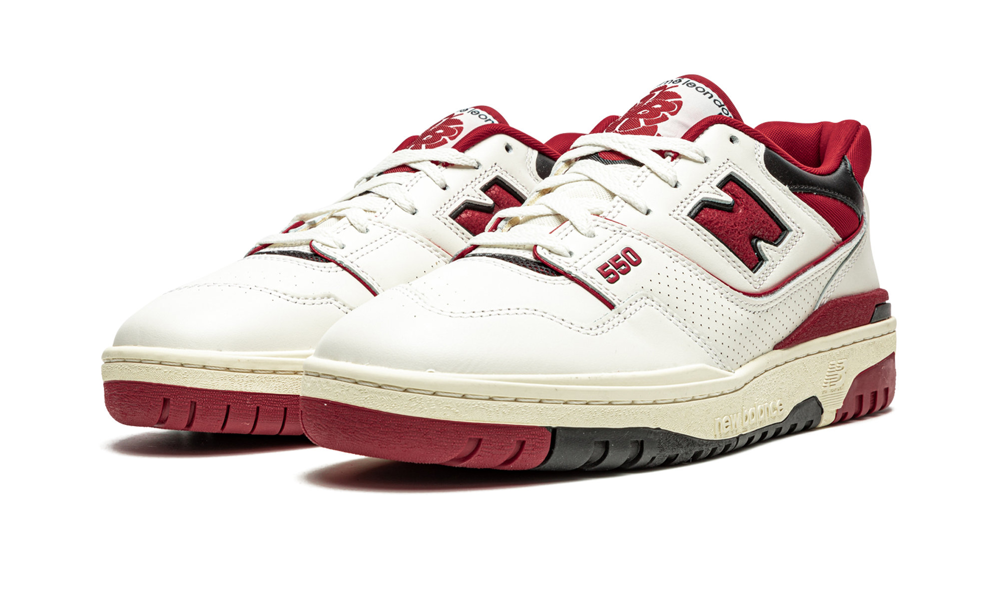 new balance 550 aime leon dore white red+BB550AE1+diagnol left view