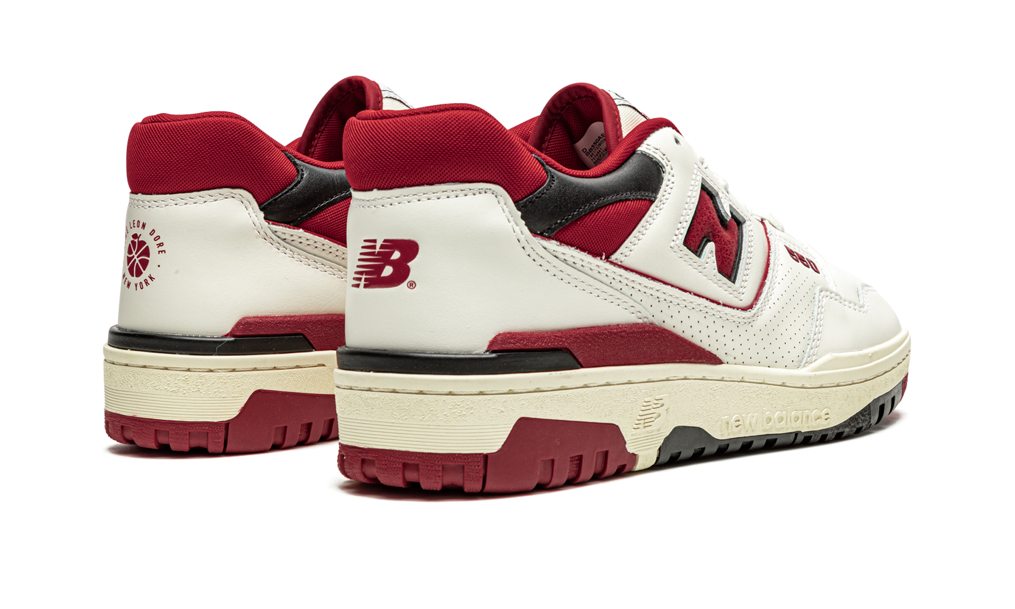 new balance 550 aime leon dore white red+BB550AE1+diagnol right behind view