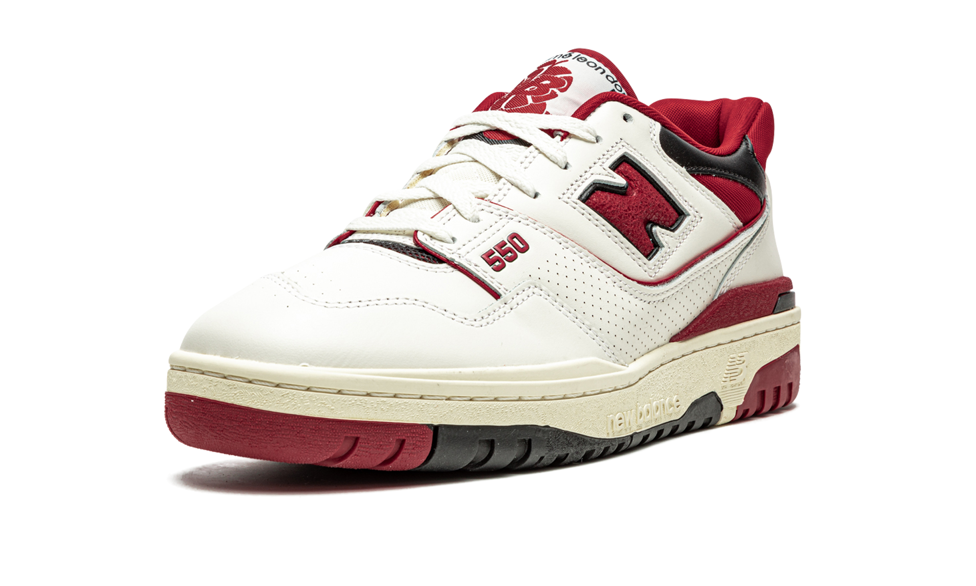 new balance 550 aime leon dore white red+BB550AE1+left diagnol single view