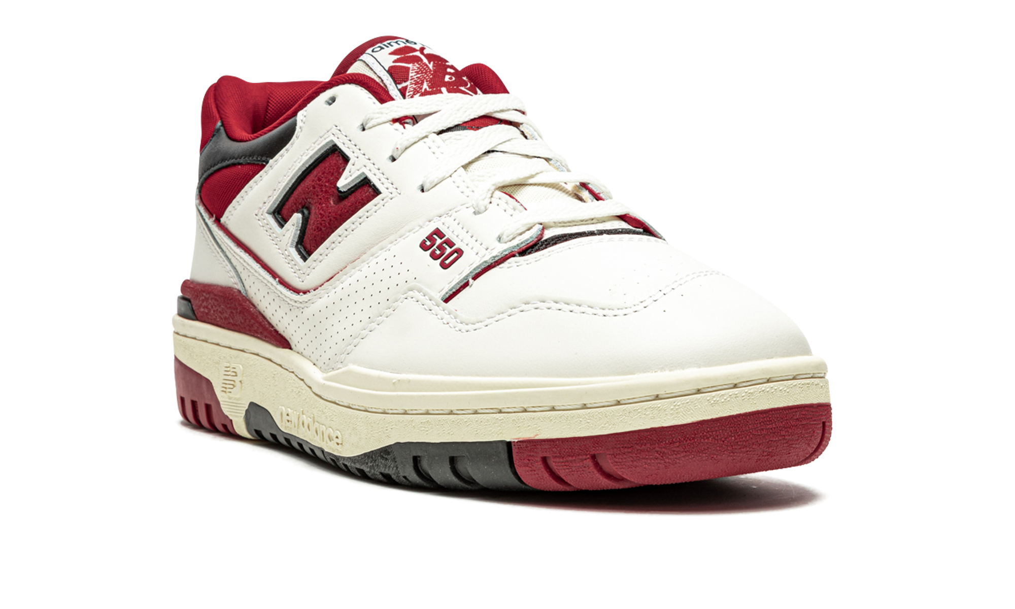 new balance 550 aime leon dore white red+BB550AE1+diagnol right view