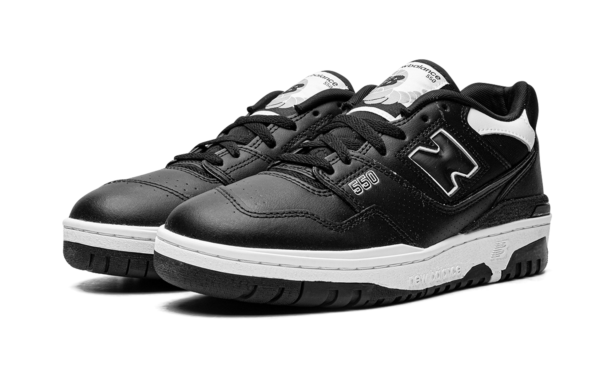 new balance 550 black white+BB550SV1+diagnol left view