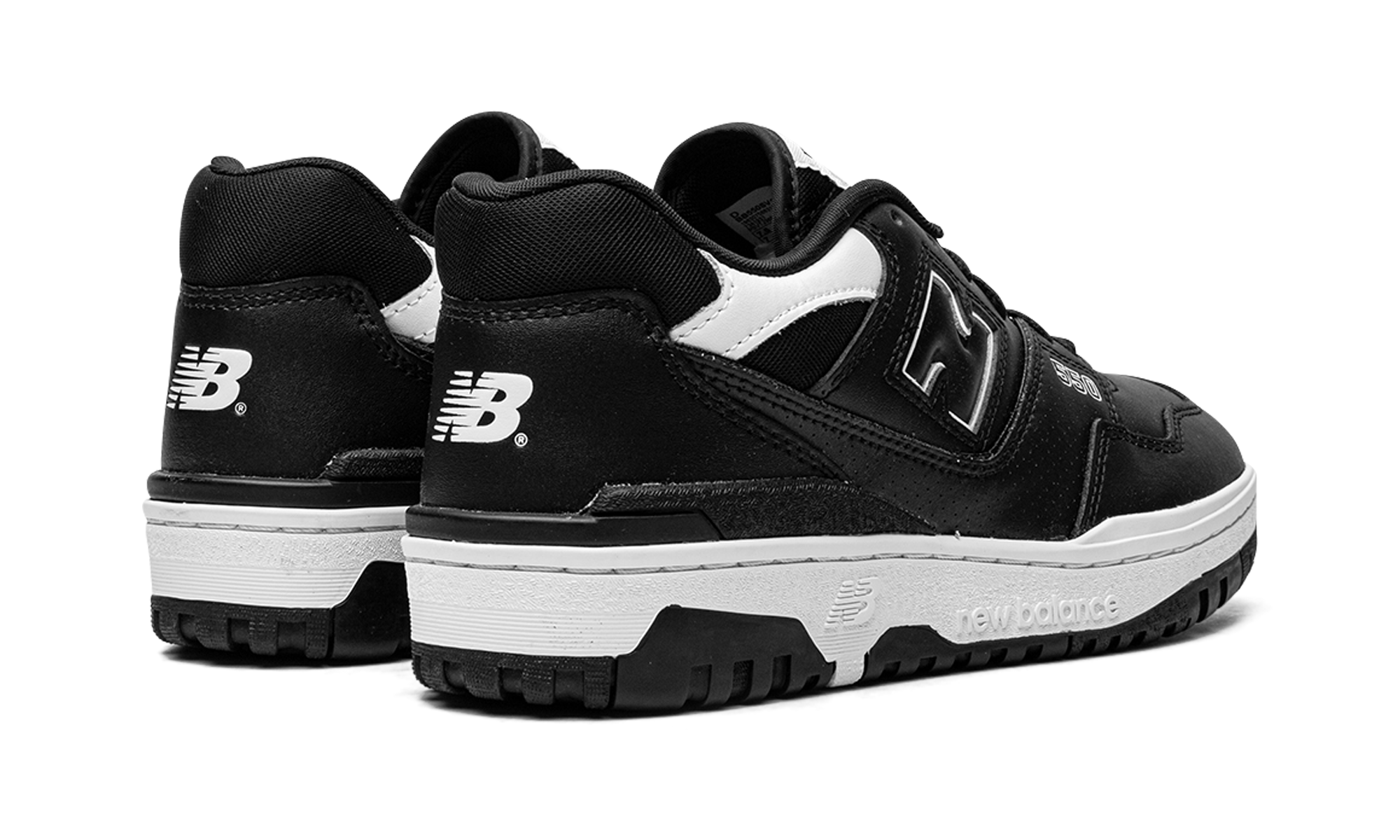 new balance 550 black white+BB550SV1+diagnol right behind view