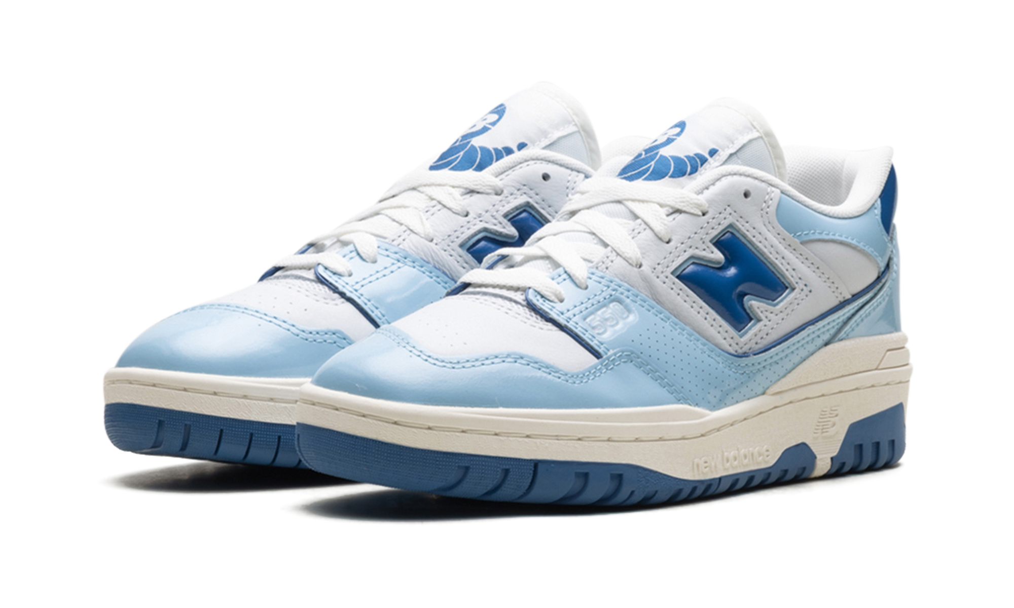 new balance 550 chrome blue patent+BB550YKE+diagnol left view