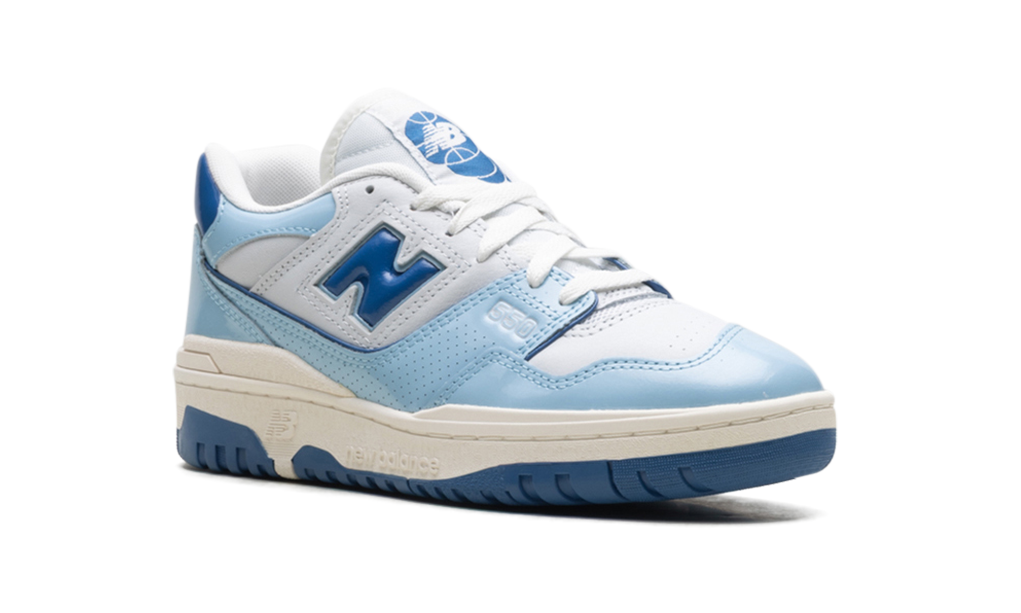 new balance 550 chrome blue patent+BB550YKE+diagnol right view